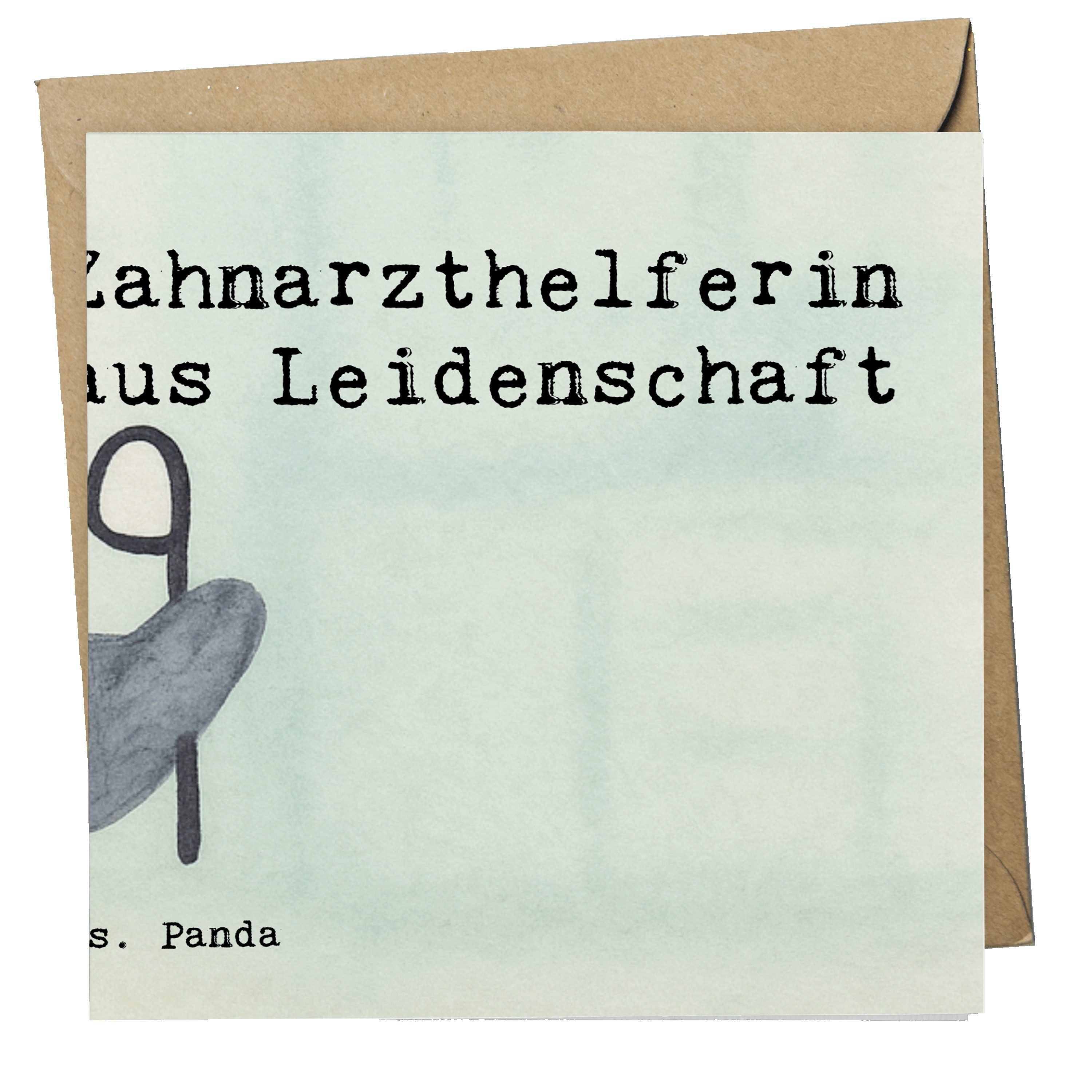 Mr. & Mrs. Panda Grußkarte Zahnarzthelferin Leidenschaft Design, Grußkarte, Weiß, Glückwunschkar, Klappkarte Geschenk anlasskarte