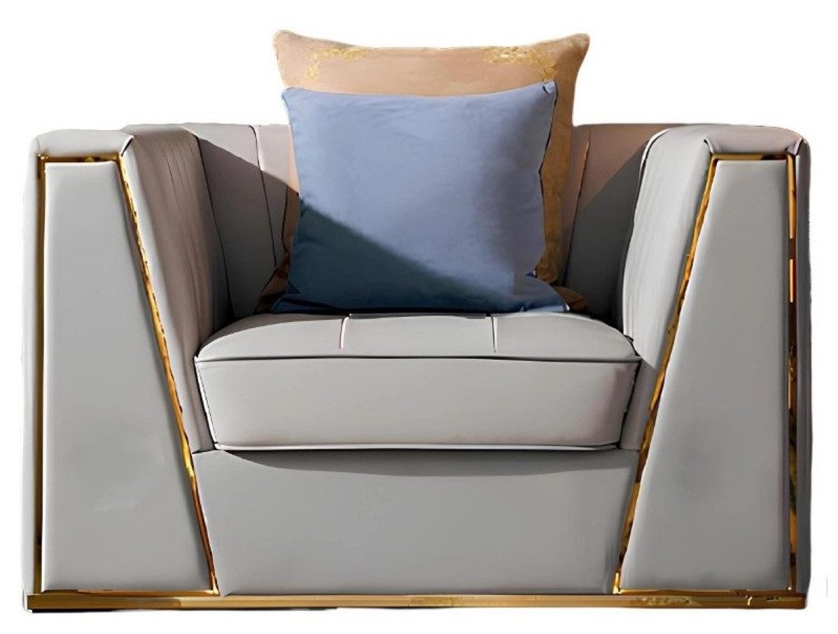 Xlmoebel Sessel Luxuriöser Lounge-Sessel aus Leder mit eleganter Polsterung (1-St., Sessel), Hergestellt in Europa