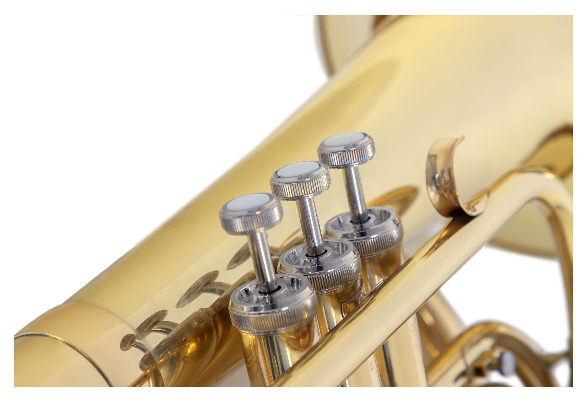 Classic Cantabile Horn MB-33 Marching-Bariton in Bb mit Koffer und Mundstück Bb, Graviertes Schallstück, Inkl. Koffer und Mundstück