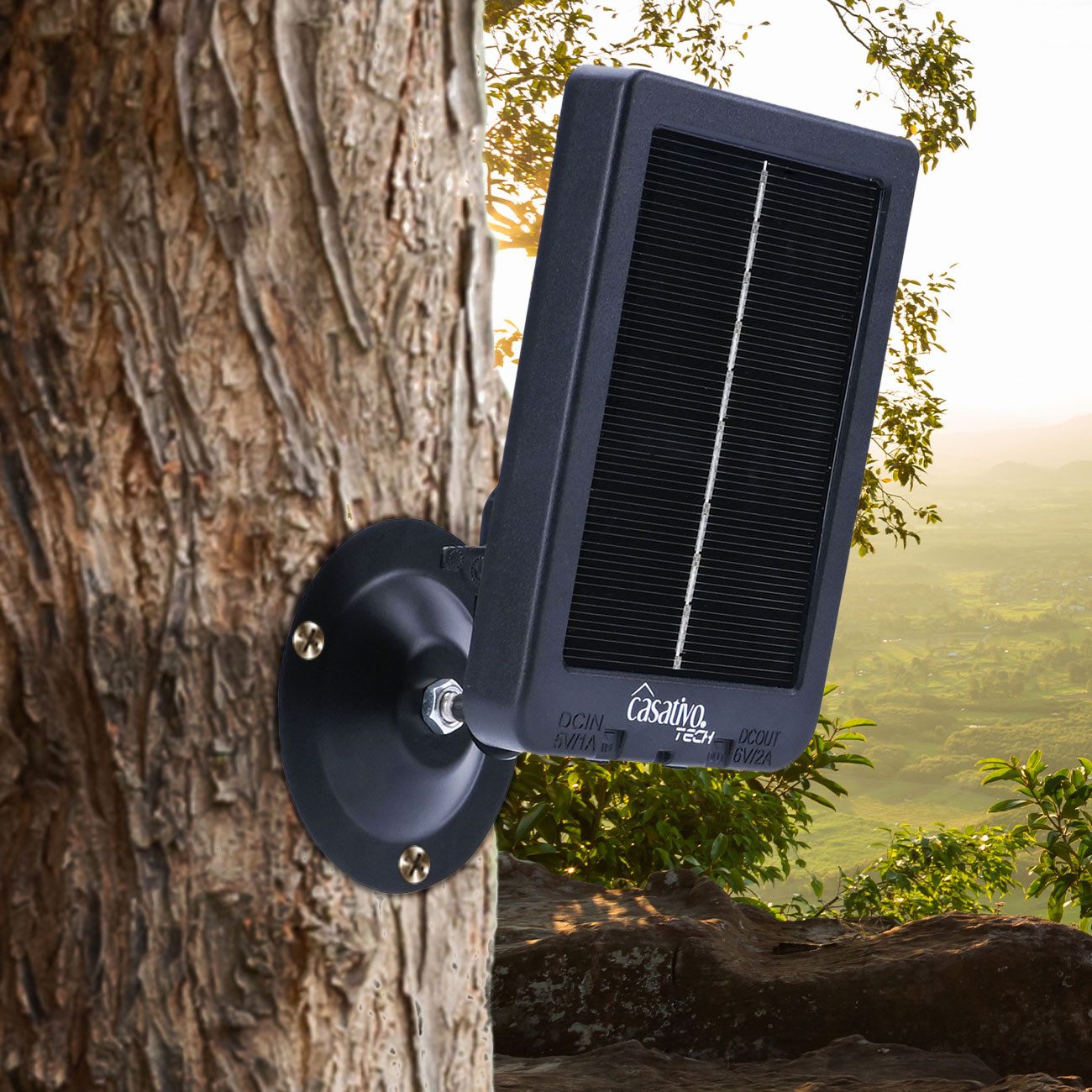 Casativo Solarmodul 12W-Solarpanel 3000mAh Akku für Wildkameras IP65 Mobil 3,5mm Stecker, Wetterfest, mit Monozellen, -20 bis +50 °C Arbeitstemperatur
