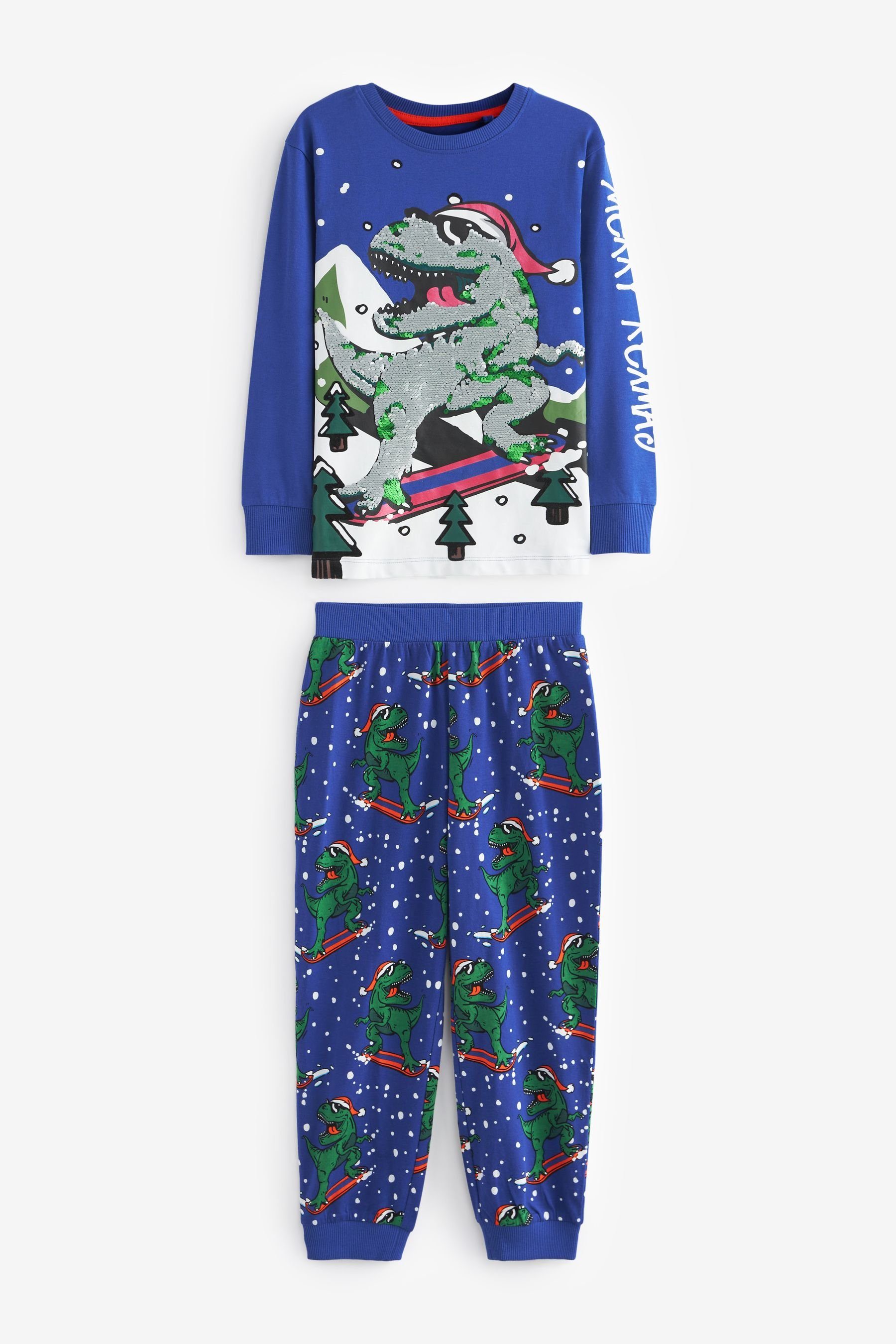 (2 Pyjama Dinosaur Pyjama Next Navy tlg) Blue Weihnachtlicher