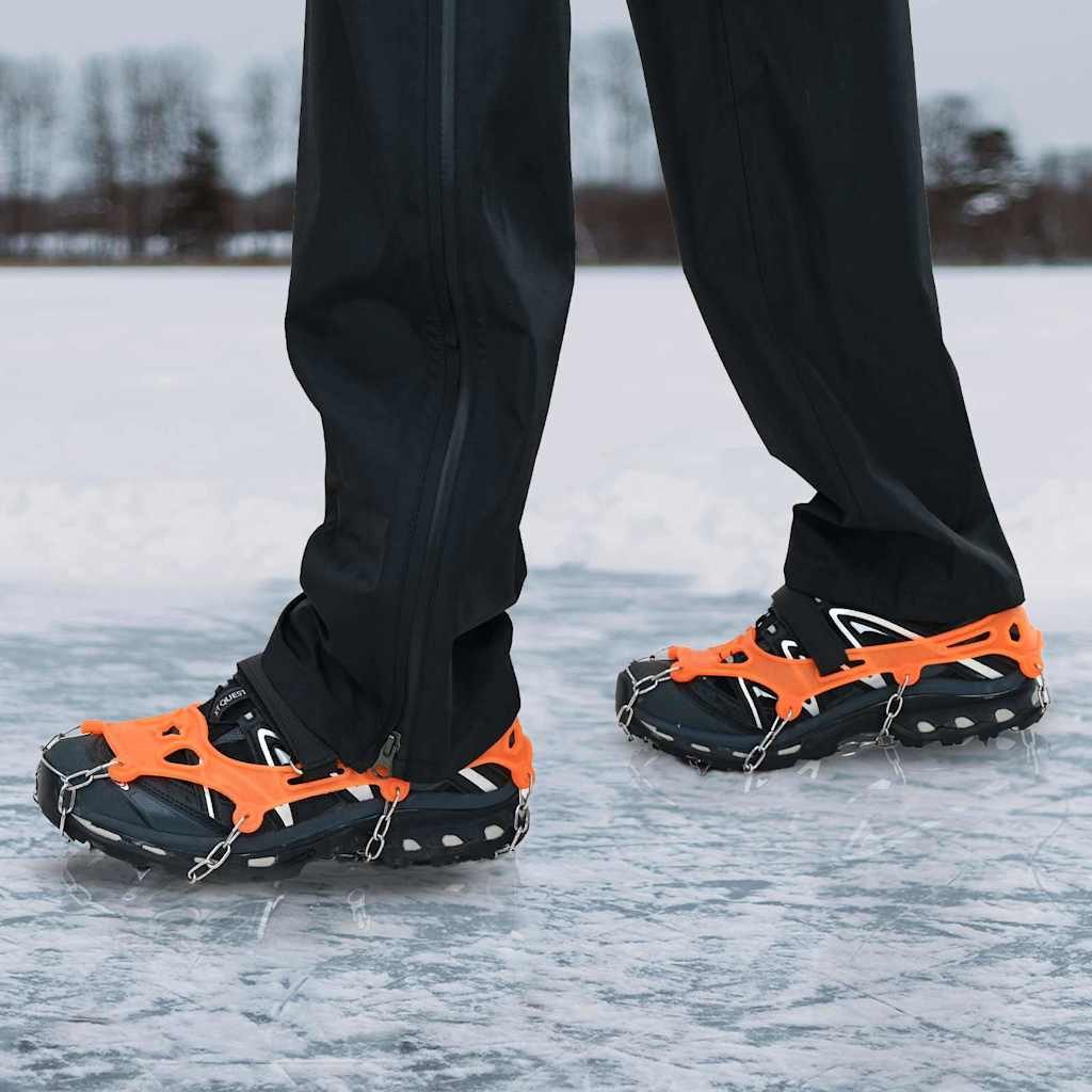 vidaXL Schneeschuhe, Eiskrallen für Schuhe mit 10 Spikes Orange S