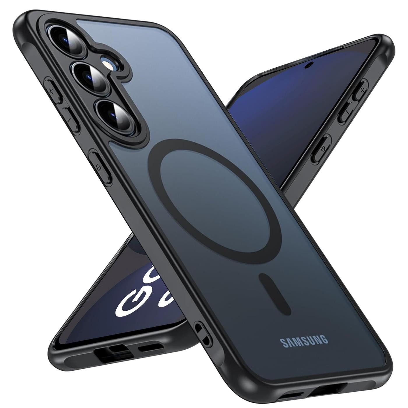 CoolGadget Handyhülle Magnet-Hülle für Samsung Galaxy S24 FE Schutzhülle magnetisch 6,7 Zoll, Hülle Matt Stoßfest kompatibel mit QI-Laden Zubehör Kameraschutz Case