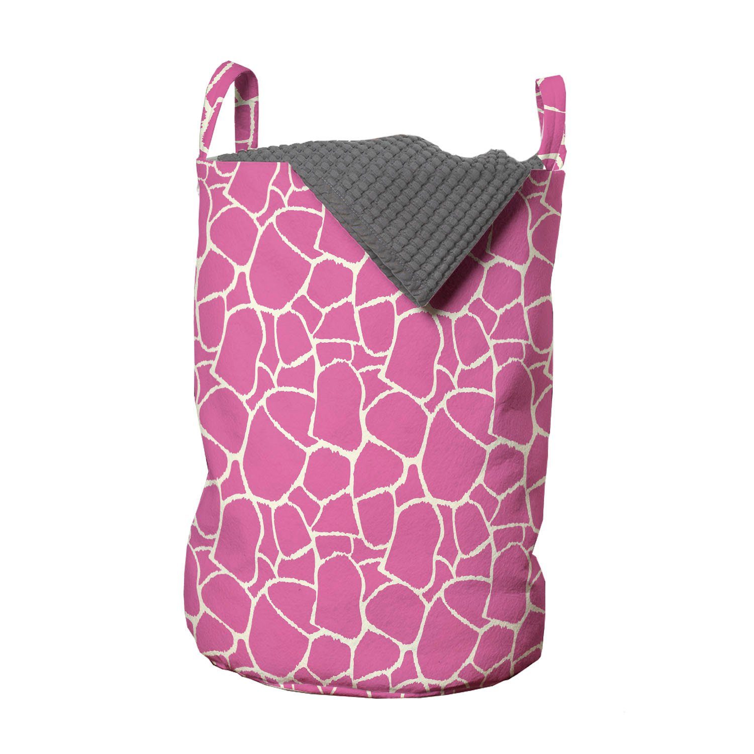 Abakuhaus Wäschesäckchen Wäschekorb mit Griffen Kordelzugverschluss für Waschsalons, Hot Pink Zusammenfassung Giraffe Haut