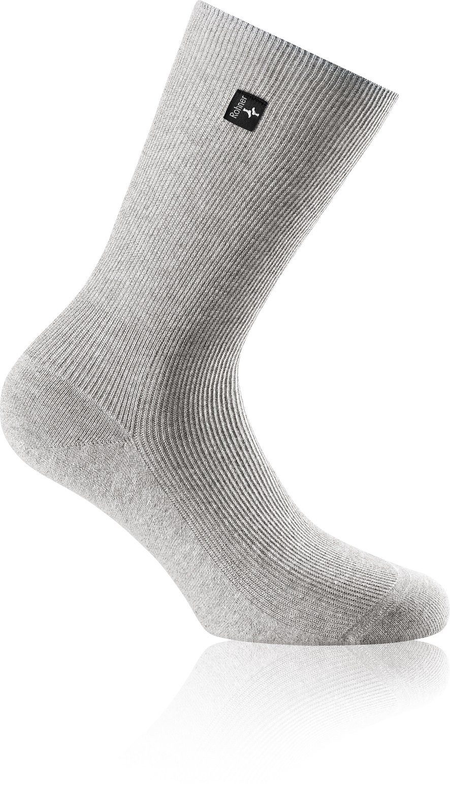 Socken Tagessocke SupeR (gerippt, rutschfest, Baumwolle) grau Herren - 1 Paar