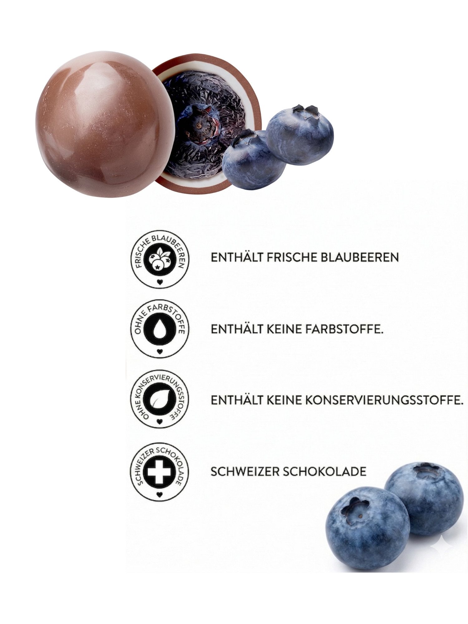 PATISLOVE Schokolade Patislove Heidelbeer Dragee Gefriergetrocknet in Schweizer Schokolade, Ohne künstliche Farbstoffe, 100% echte Frucht.