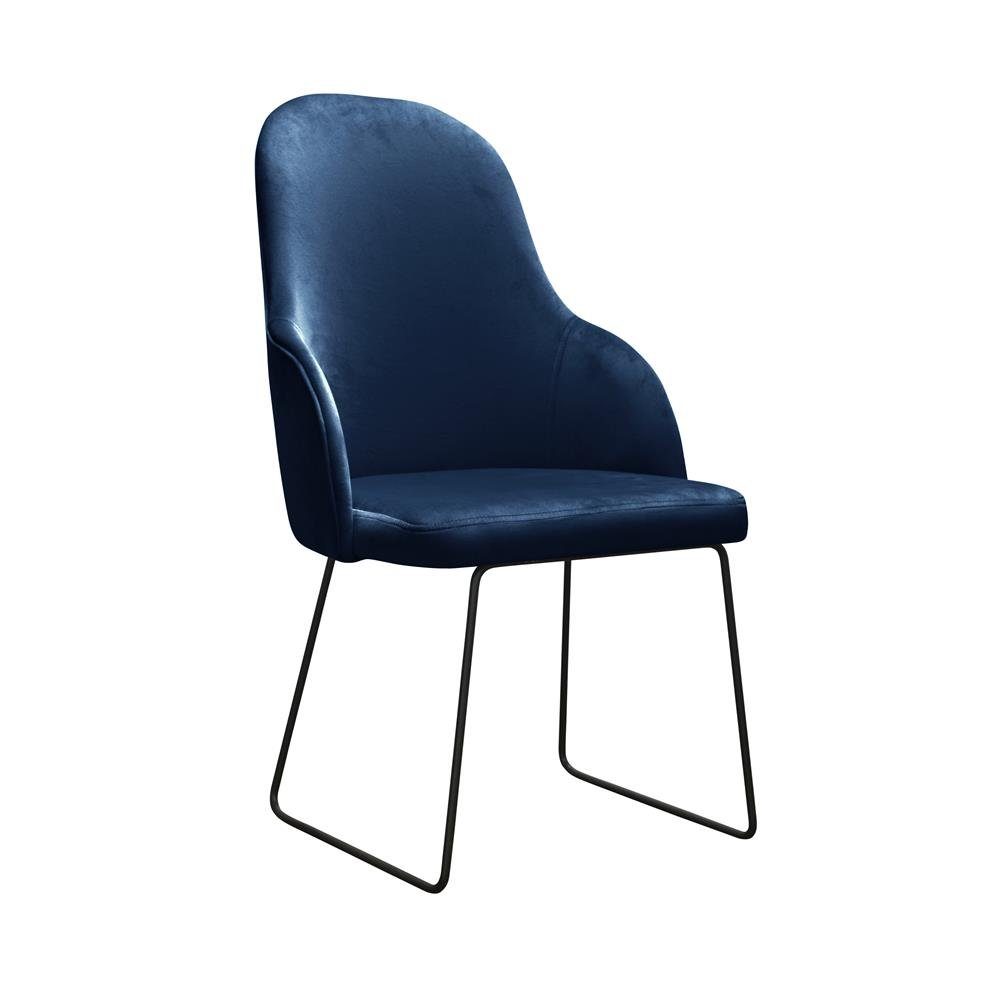 JVmoebel Stuhl, Stoff Polster Sitz Ess Stuhl Praxis Kanzlei Warte Design Blau Zimmer Stühle Textil
