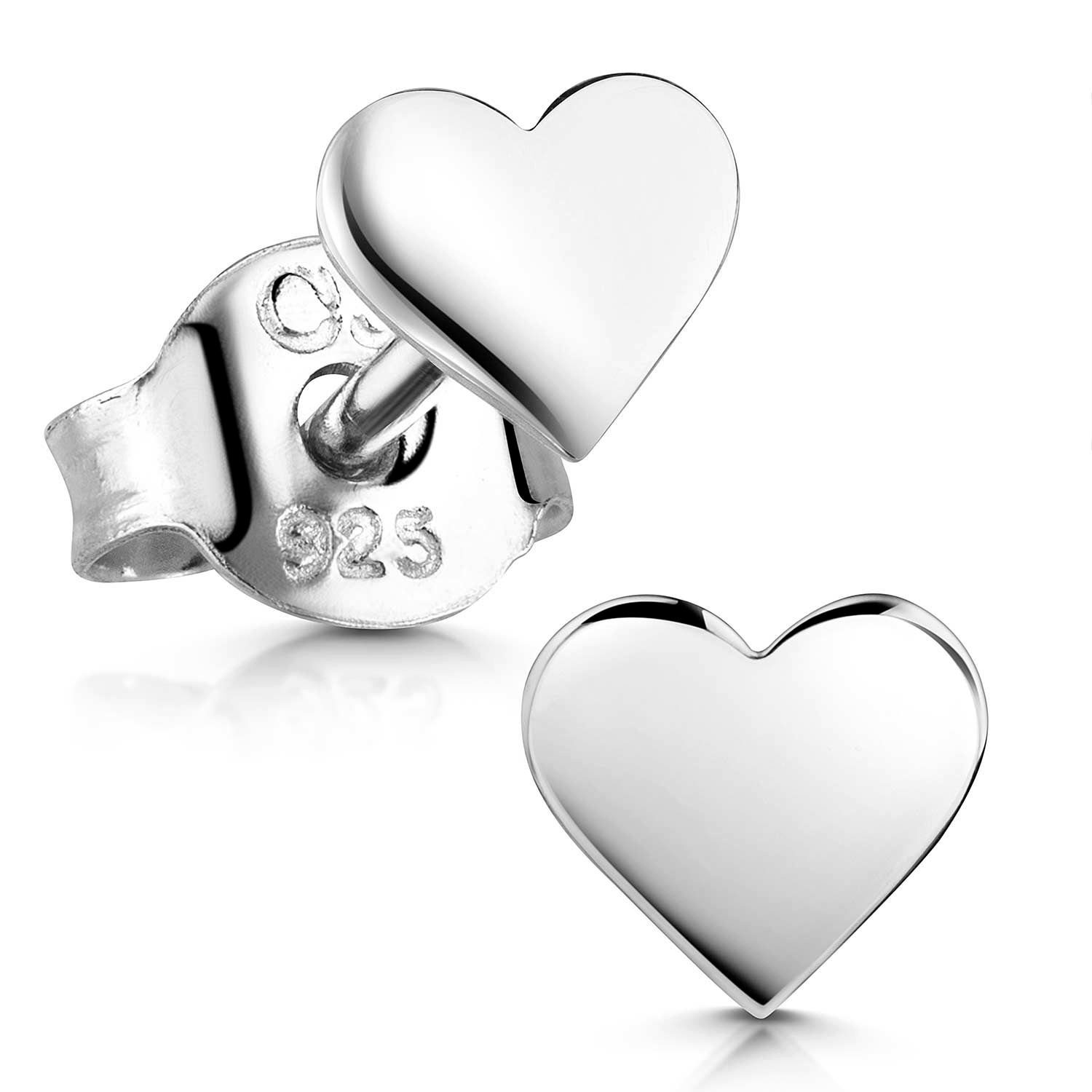 Materia Paar Ohrstecker Silber Herz Liebe klein für Mädchen und Damen SO-260, 925 Sterling Silber, rhodiniert