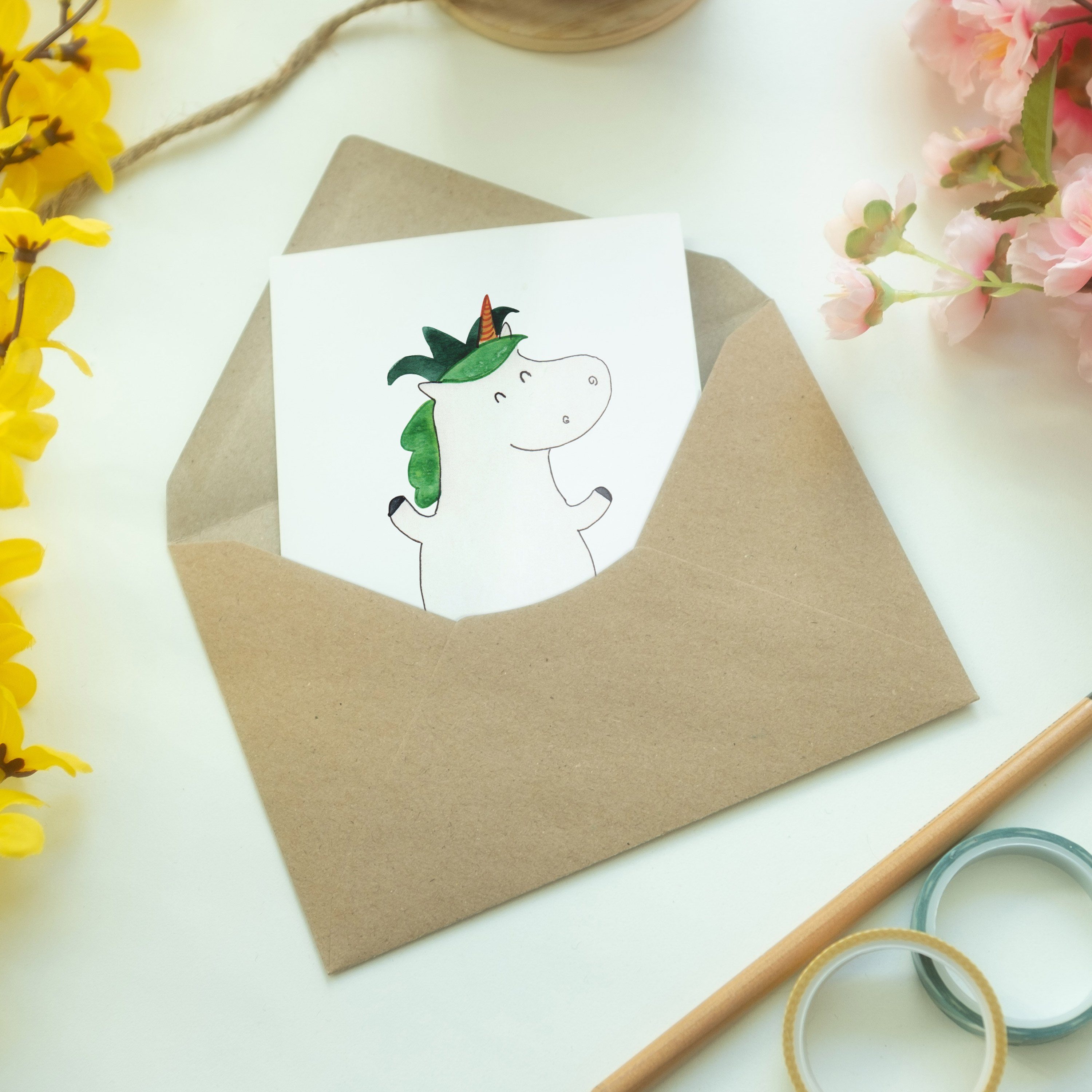 Mr. & Mrs. Panda Grußkarte Weiß Hochzeitskarte, - Joker Geschenk, Glückwunschka - Einhorn Karte