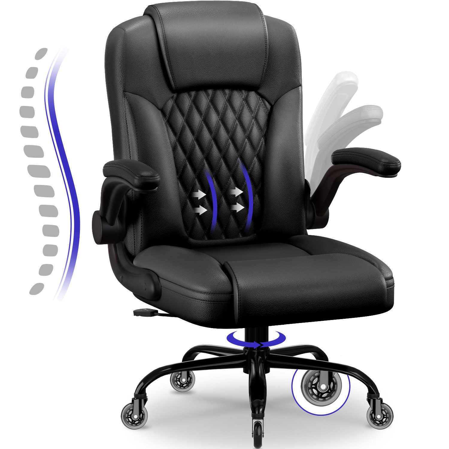 Fukstern Bürostuhl Ergonomischer Bürostuhl mit 90° klappbaren Armlehnen (Ve günstig online kaufen