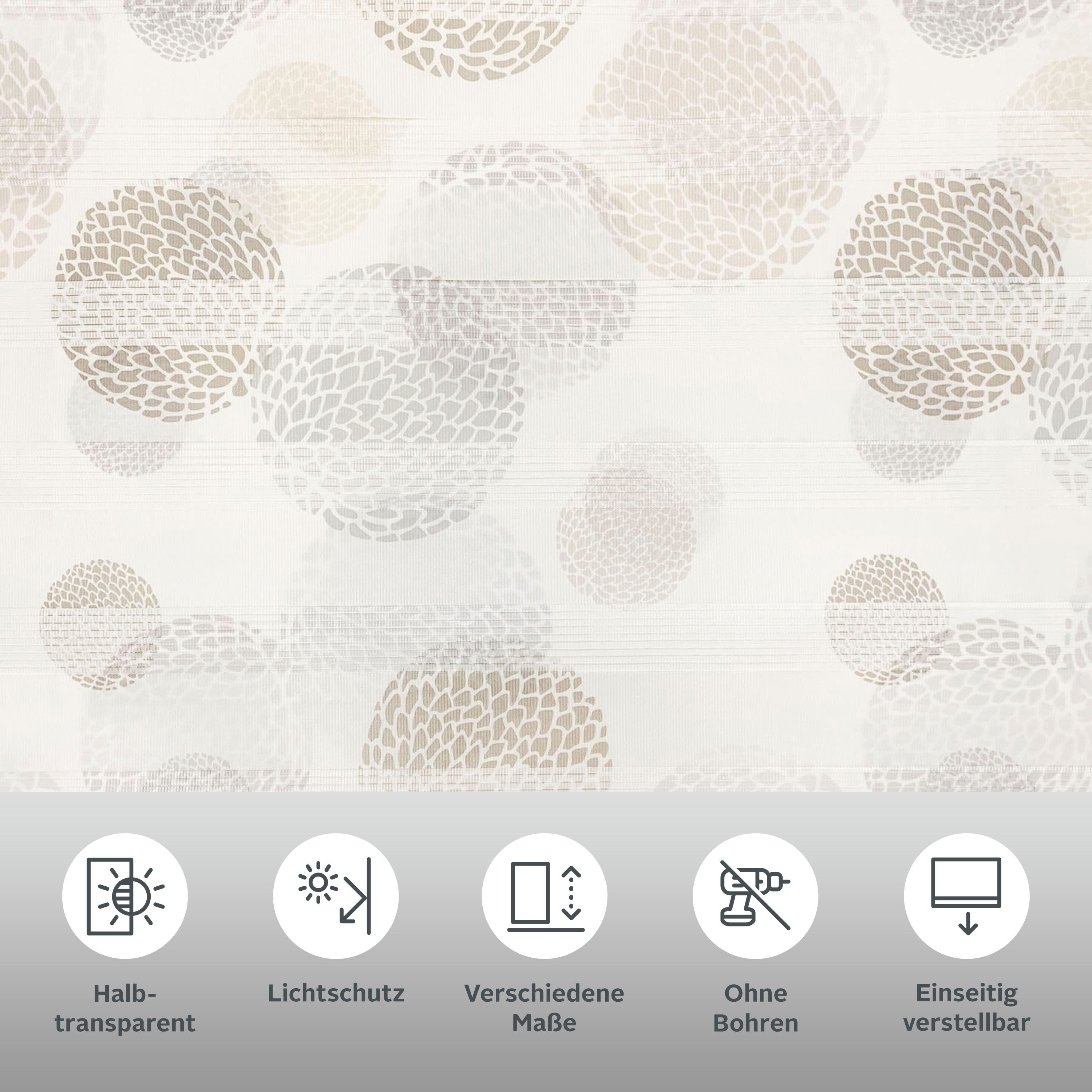 Doppelrollo Belem, OTTO home, Lichtschutz, ohne Bohren, freihängend, Klemmfix, halbtransparent, im Fixmaß, Kreise, bedruckt, Klemmträger