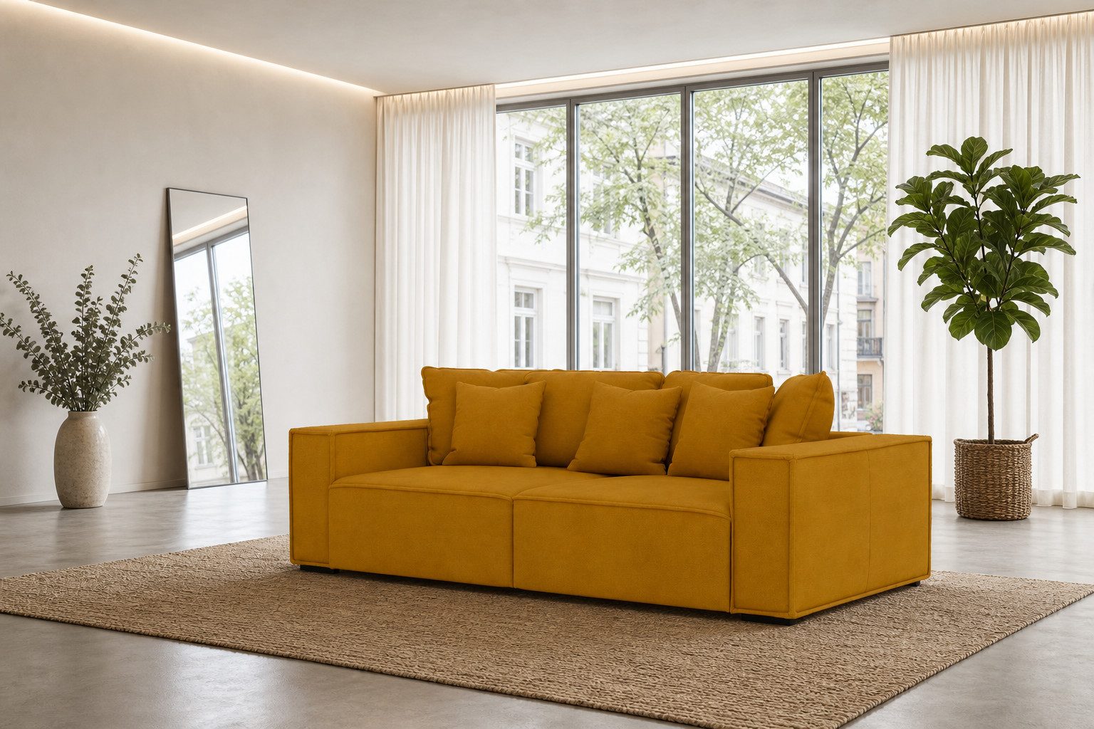 foamnova Big-Sofa York, Maße B 244 x T 117 x H 62 cm, Loungesofa, große Sitzfläche, 7 Kissen