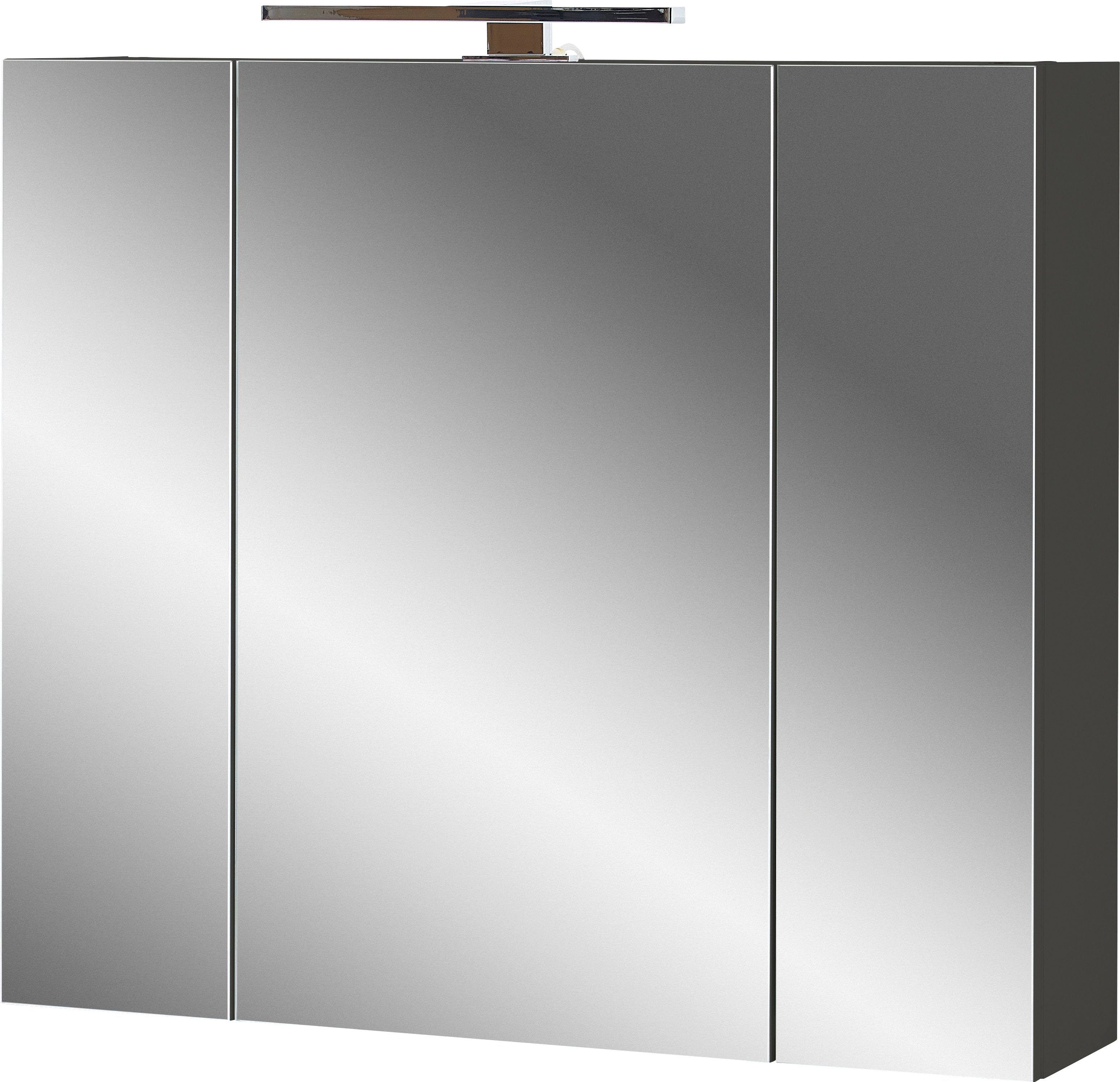 GERMANIA Badmöbel-Set Spiegelschrank Waschbeckenunterschrank Yonkers, Graphit/Navarra-Eiche-Nachbildung aus Set 1 und bestehend 1