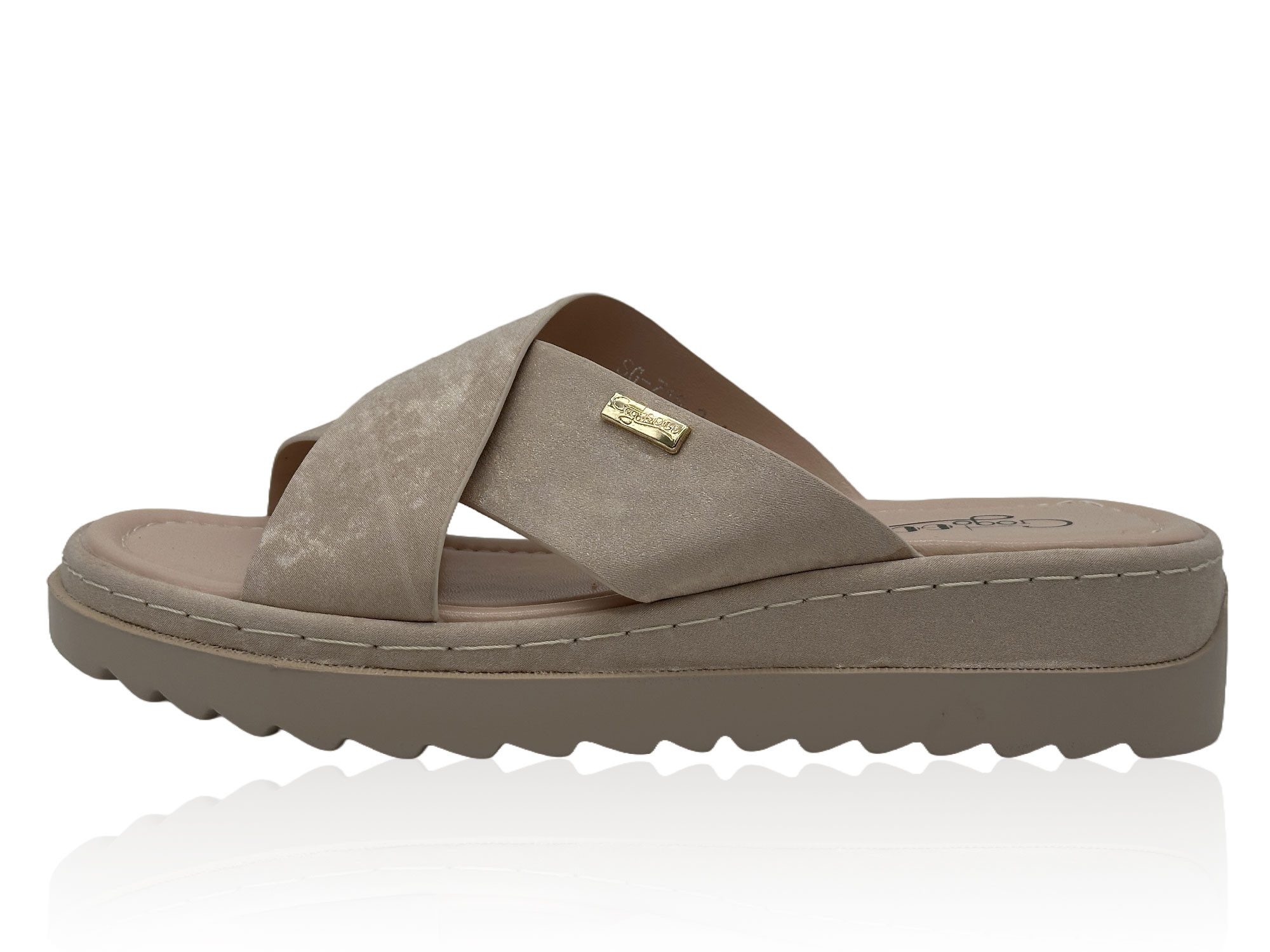 Nowaland Damen Pantoletten mit gekreuzten Riemen – Leichte Sommer Slides Pantolette Minimalistisch, leicht gepolstert, flexibel & bequem