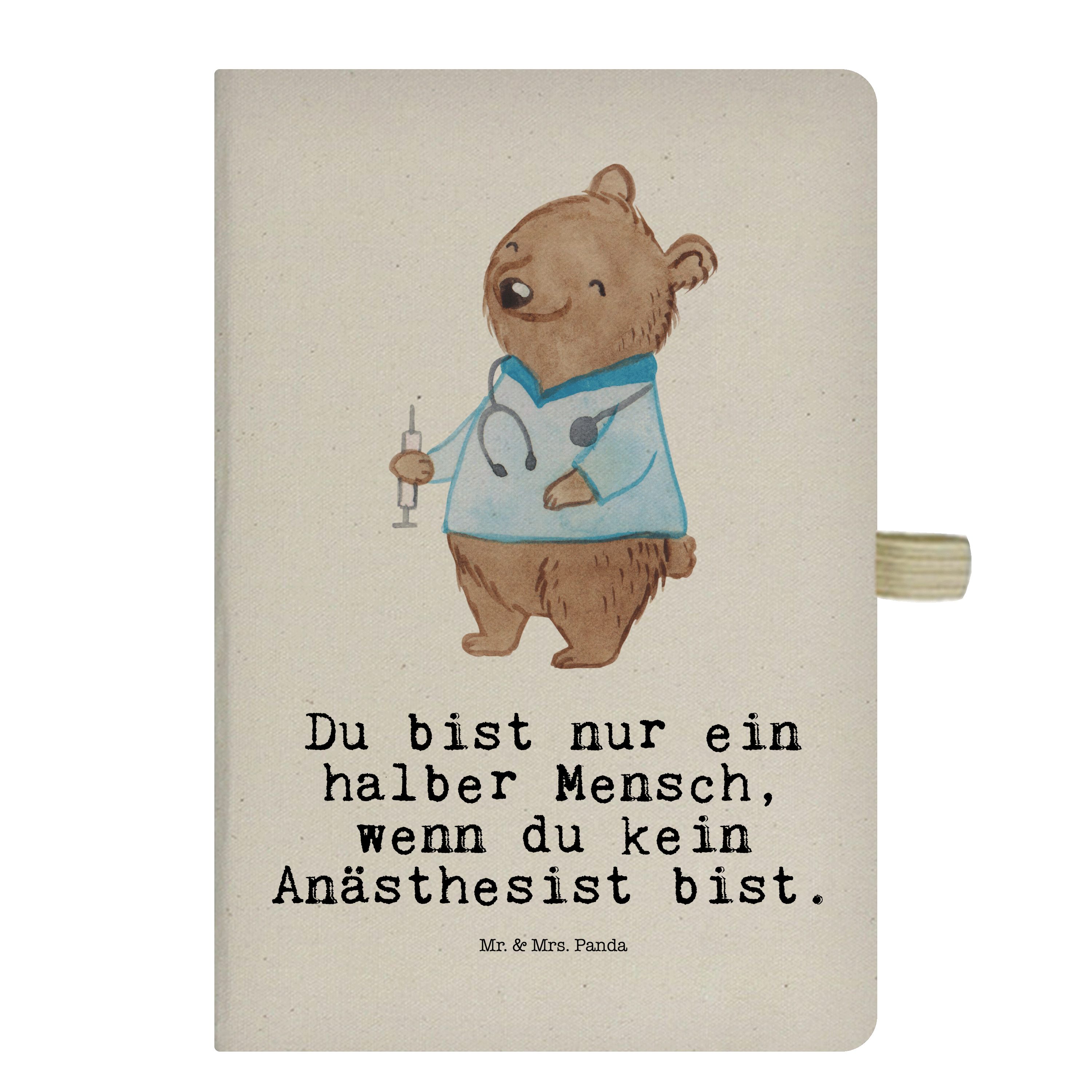 Mr. & Mrs. Panda Notizbuch Anästhesist mit Herz - Transparent - Geschenk, Danke, Narkosearzt, An Mr. & Mrs. Panda