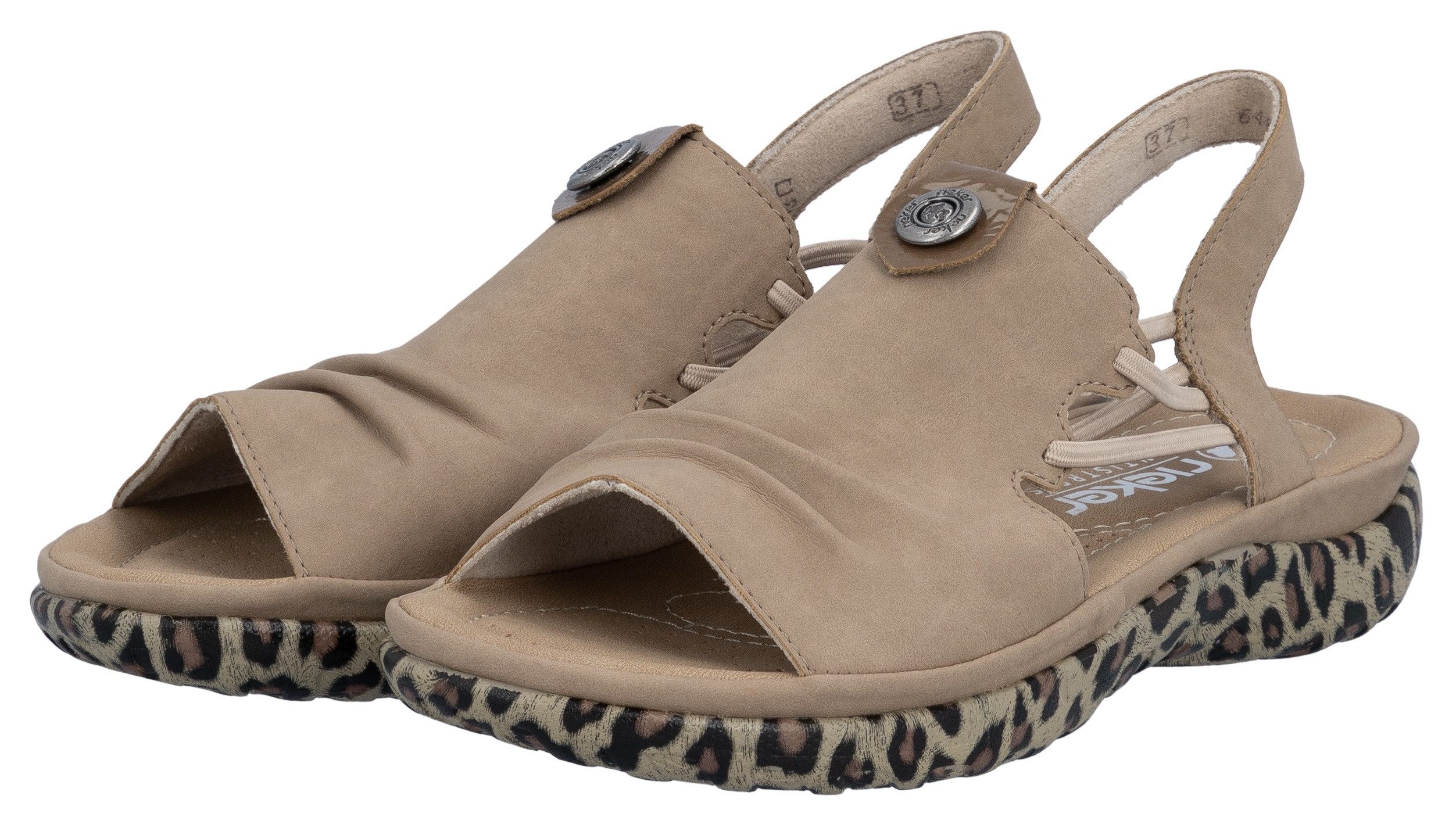 Rieker Sandale Sommerschuh, Urlaubsschuh, Schlupfschuh mit seitlichen Gummizügen
