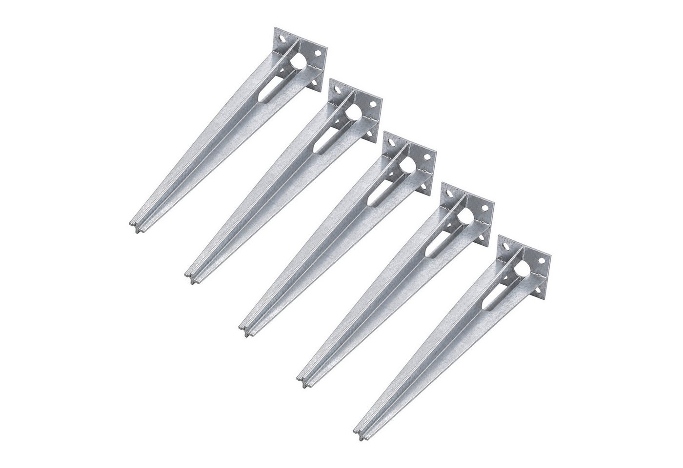 TRUTZHOLM Einschlagbodenhülse für Ø 40mm Bodeneinschlaghülse 50cm Länge Zaunpfahl Aufnahme 100x100mm (Spar-Set, 5er Set), verzinkt