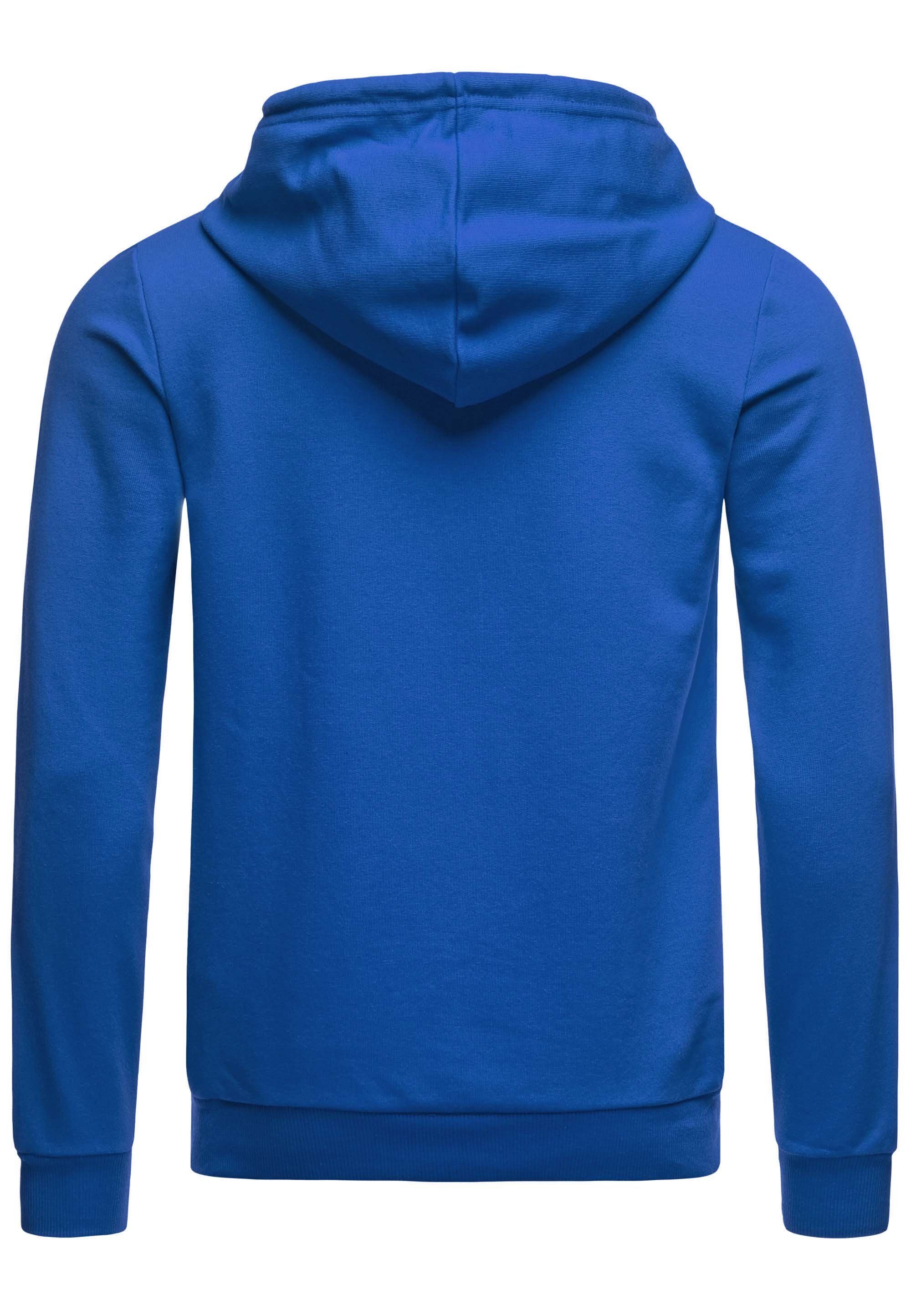 Qualität mit Hoodie Premium Saxeblau Kapuzensweatshirt RedBridge Kängurutasche