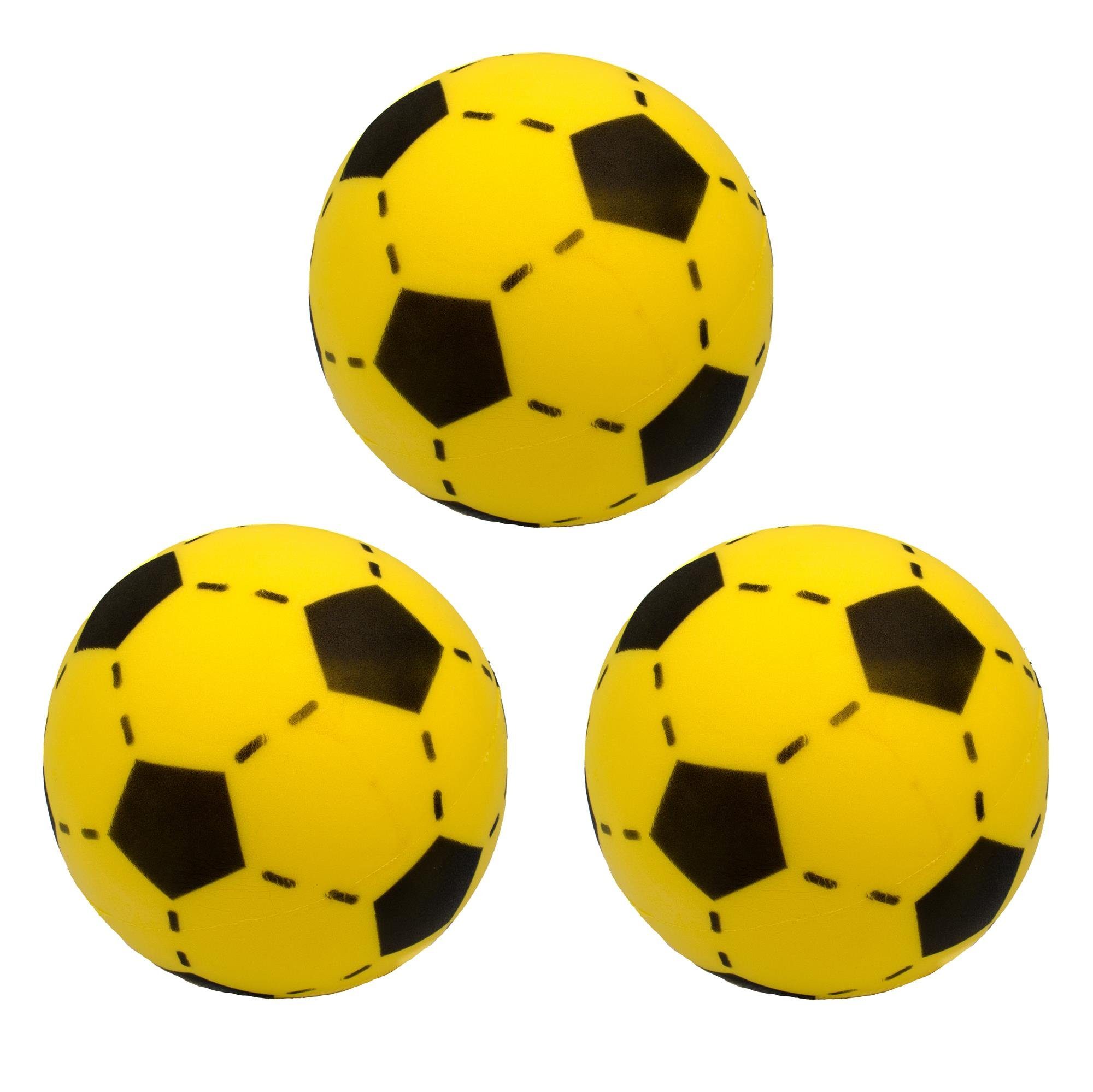 Softball 3x weicher Ball Softball Gelb Schaumstoffball Kinder Soft Fußball 20cm