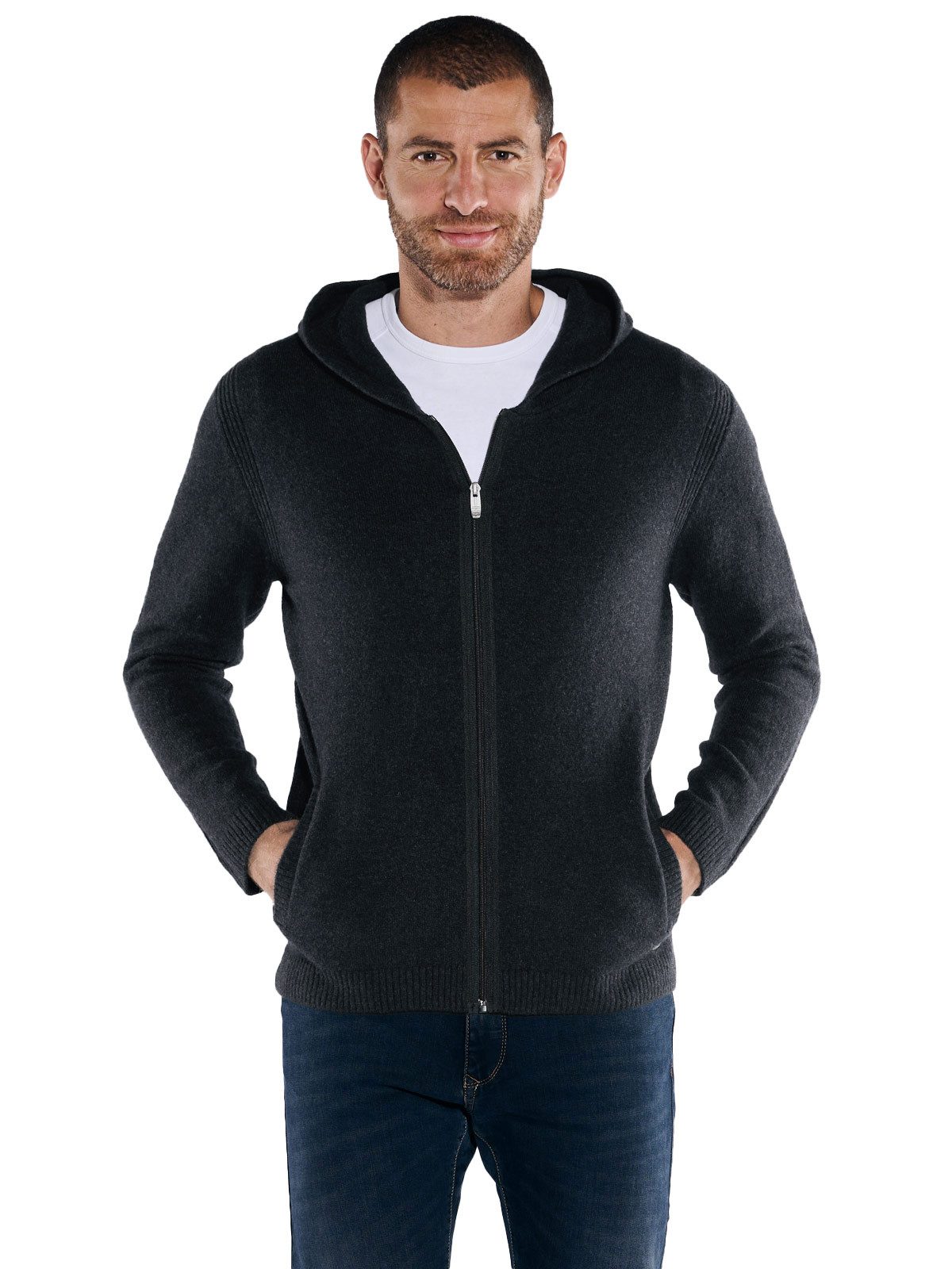 Engbers Strickjacke engbers Herren Strickjacke mit Kapuze, Anthrazit