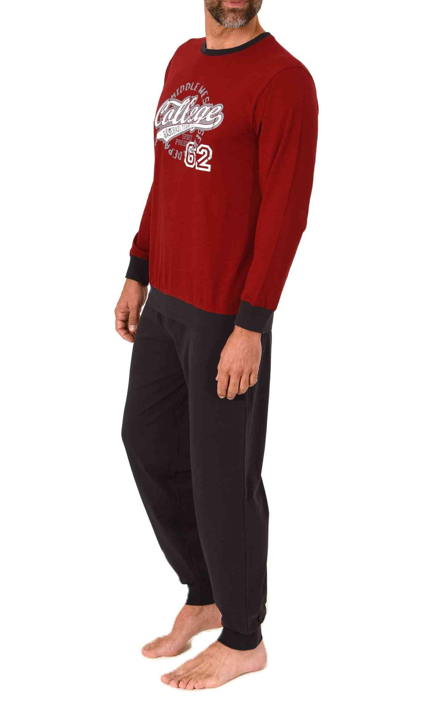 Normann Pyjama Normann Herren langarm Schlafanzug mit Bündchen Pyjama mit F günstig online kaufen