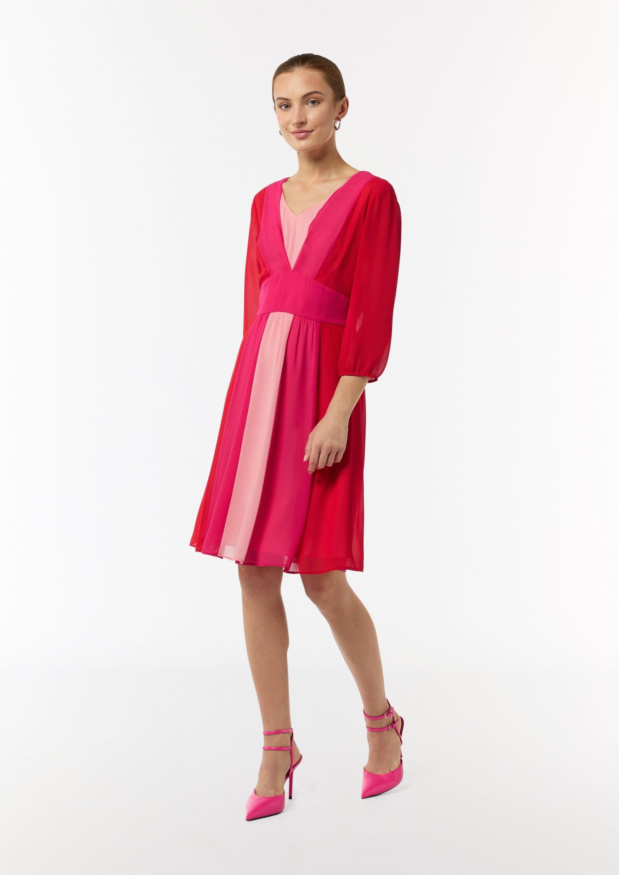 comma Minikleid Kleid Kurzes Kleid mit Bindegürtel (1-tlg)
