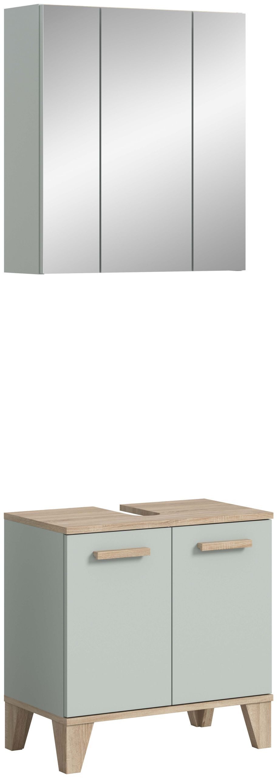 xonox.home Badmöbel-Set Star, (2-tlg. Waschbeckenunterschrank, Spiegelschrank), in hellgrün B/H/T ca.: 60 x 190 x 34 cm