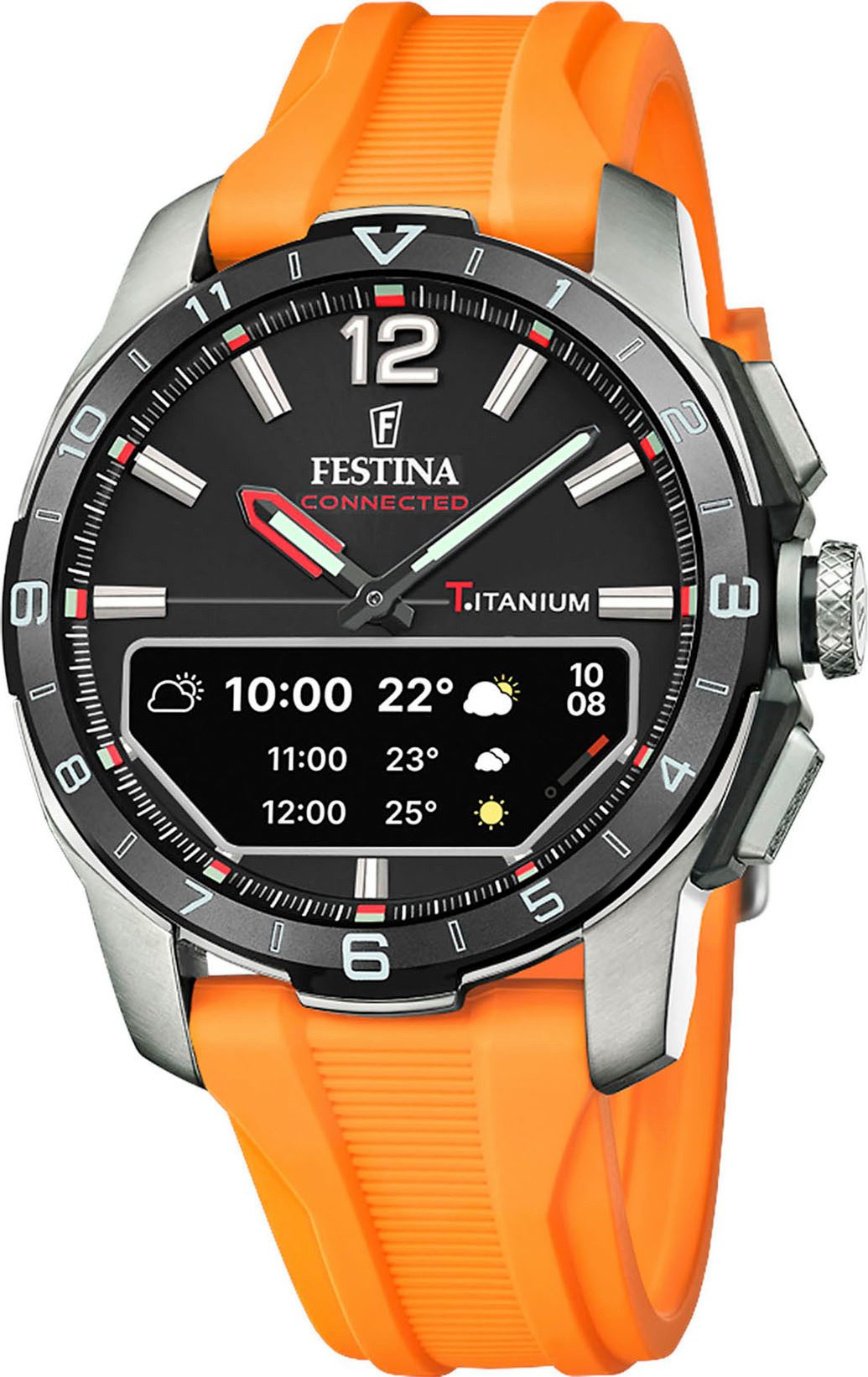 Festina Connected D Smartwatch, Quarzuhr, Armbanduhr, Herrenuhr, Schrittzähler, Weltzeit, Stoppfunkt.