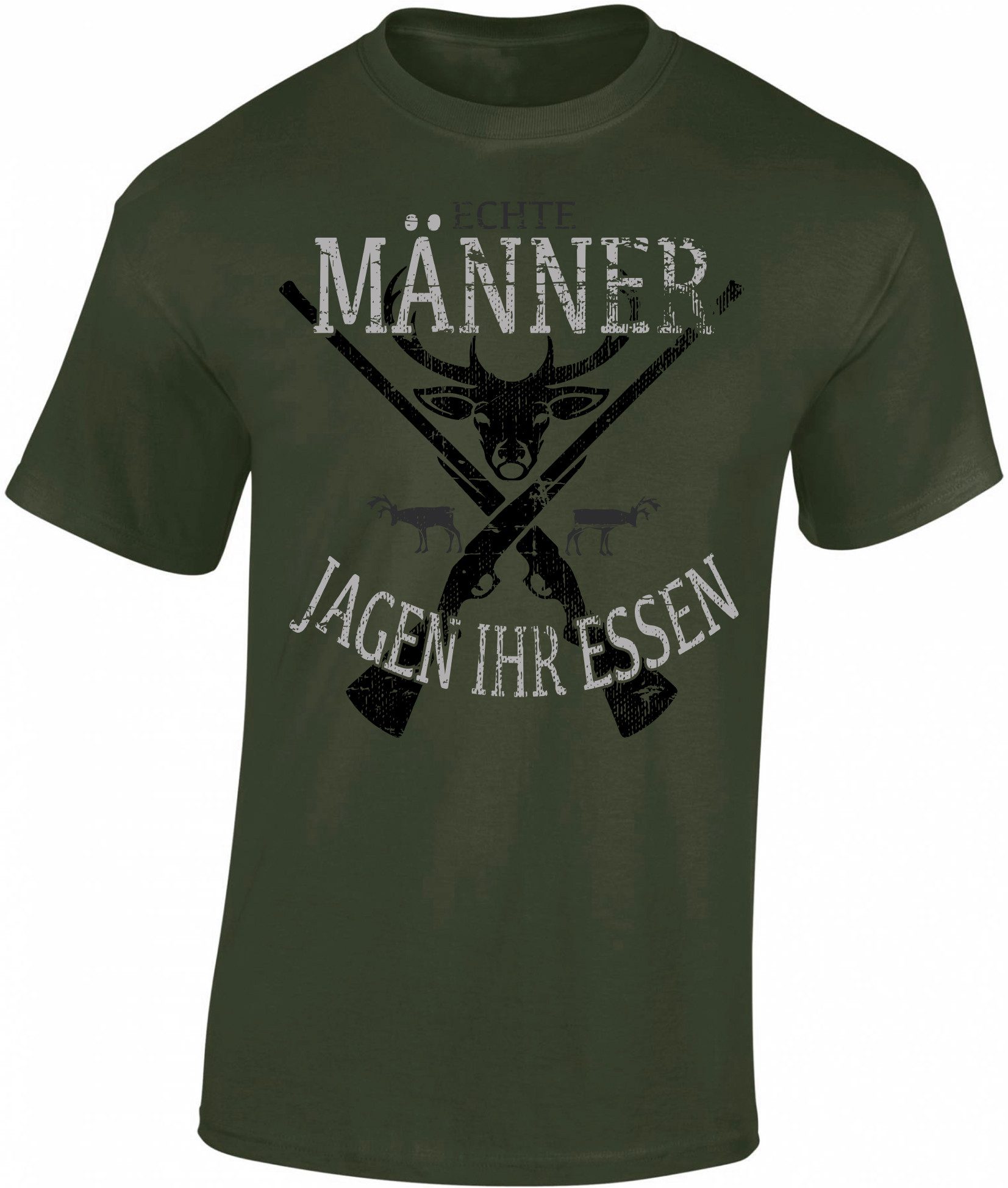 Baddery Print-Shirt Jäger T-Shirt: "Echte Männer jagen ihr Essen" - Retro V günstig online kaufen
