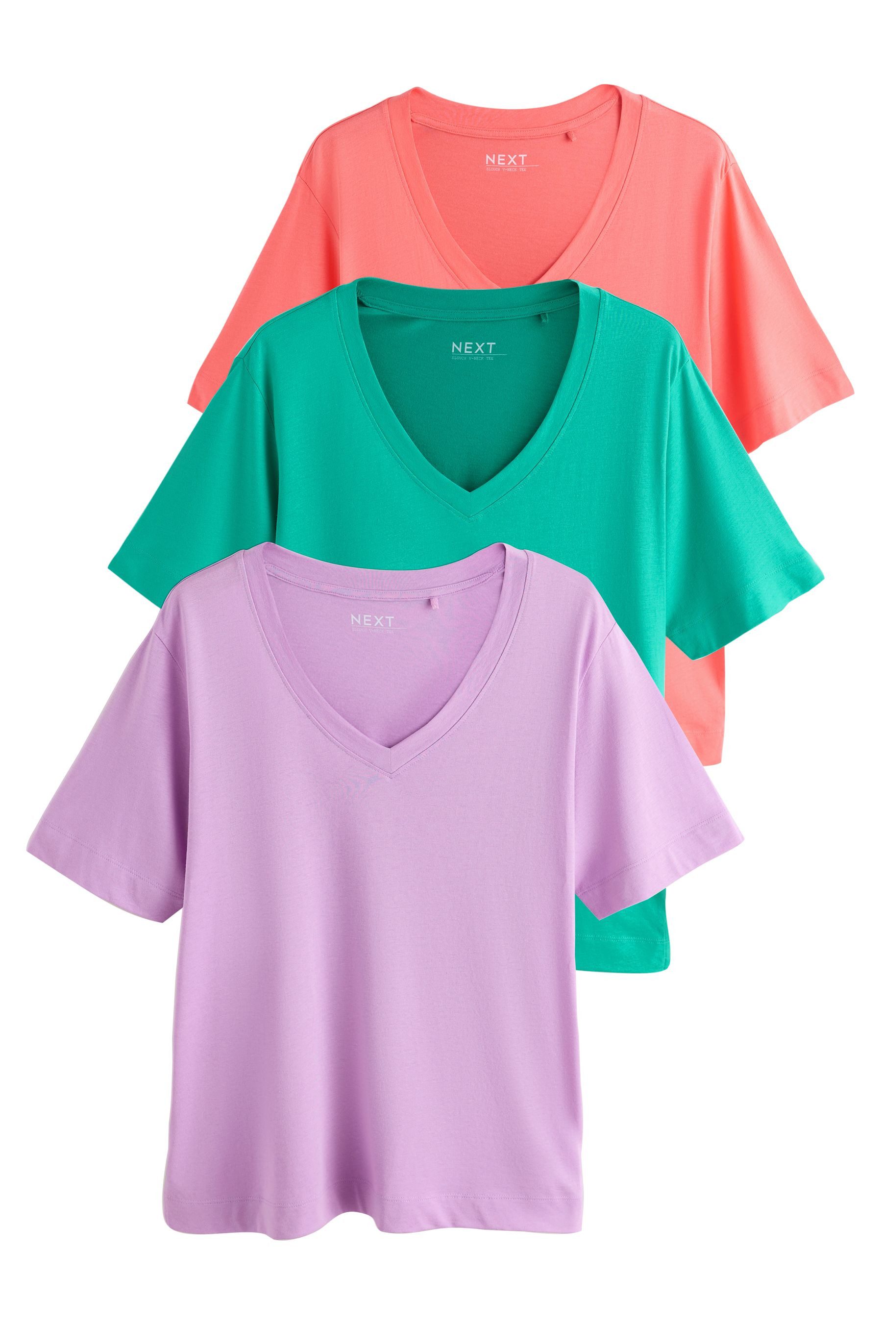 V-Shirt Kurzärmelige, lässige T-Shirts aus Modal, 3er-Pack