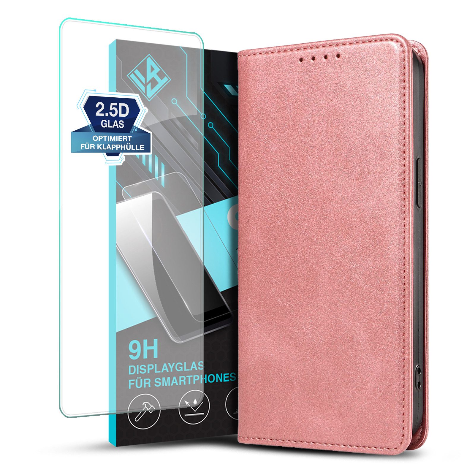Tec-Expert Handyhülle Tasche Hülle für Apple iPhone 16 Plus 6.7 Zoll, 6.7", Cover Klapphülle Case mit Kartenfach mit Displayglas
