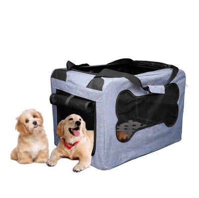 Abistab Pets Tiertransportbox »Hundebox faltbar Hundetransportbox Auto Transportbox Reisebox Katzenbox«, Tragetasche blau Größe M/L robuste Atmungsaktive Netz mit Komfort und Sicherheit
