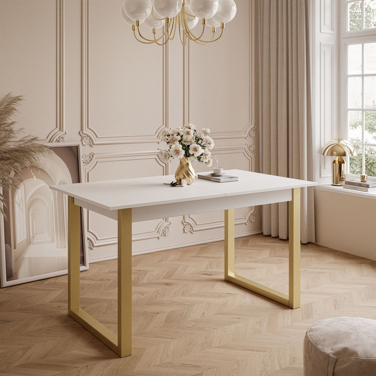 Lookway Esstisch ARTON GOLD II 140 cm ausklappbarer Tisch für 6-8 Personen, günstig online kaufen