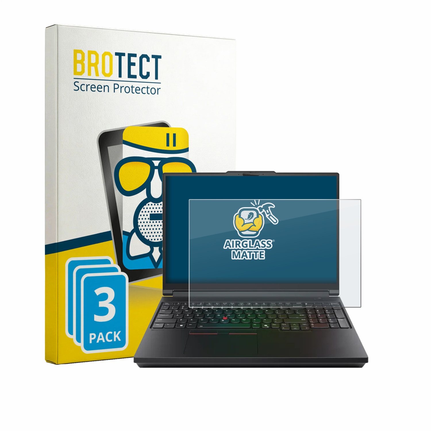 BROTECT Displayschutzglas Folie für Lenovo ThinkPad T16g Gen 3 16", 3 Stück, Schutzfolie Glas Panzer Display Schutz matt