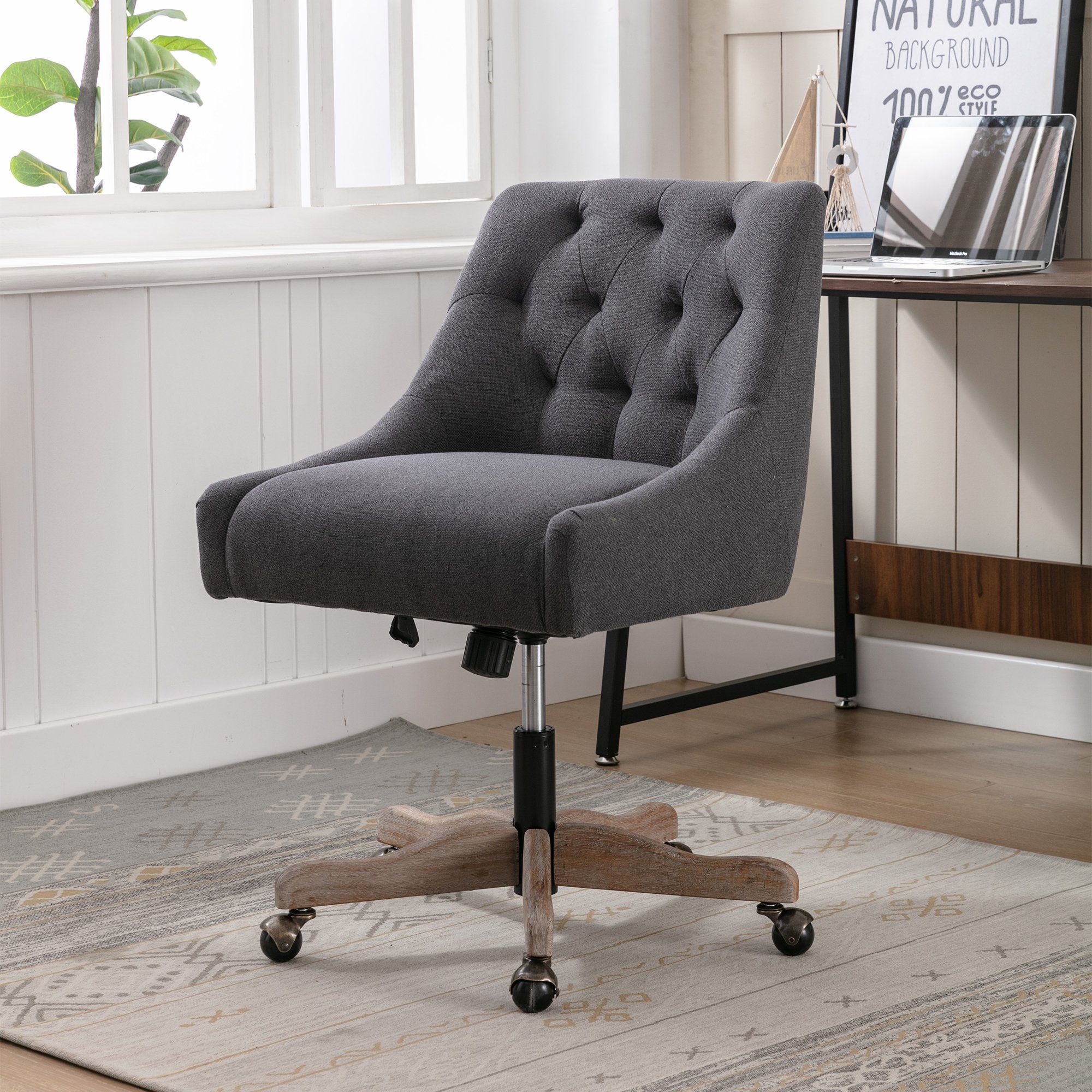 Moderne Arbeitsdrehstuhl Schalensitz Drehstuhl für (mit schwarz Schreibtischstuhl WISHDOR Wohnzimmer), Freizeit-Bürostuhl
