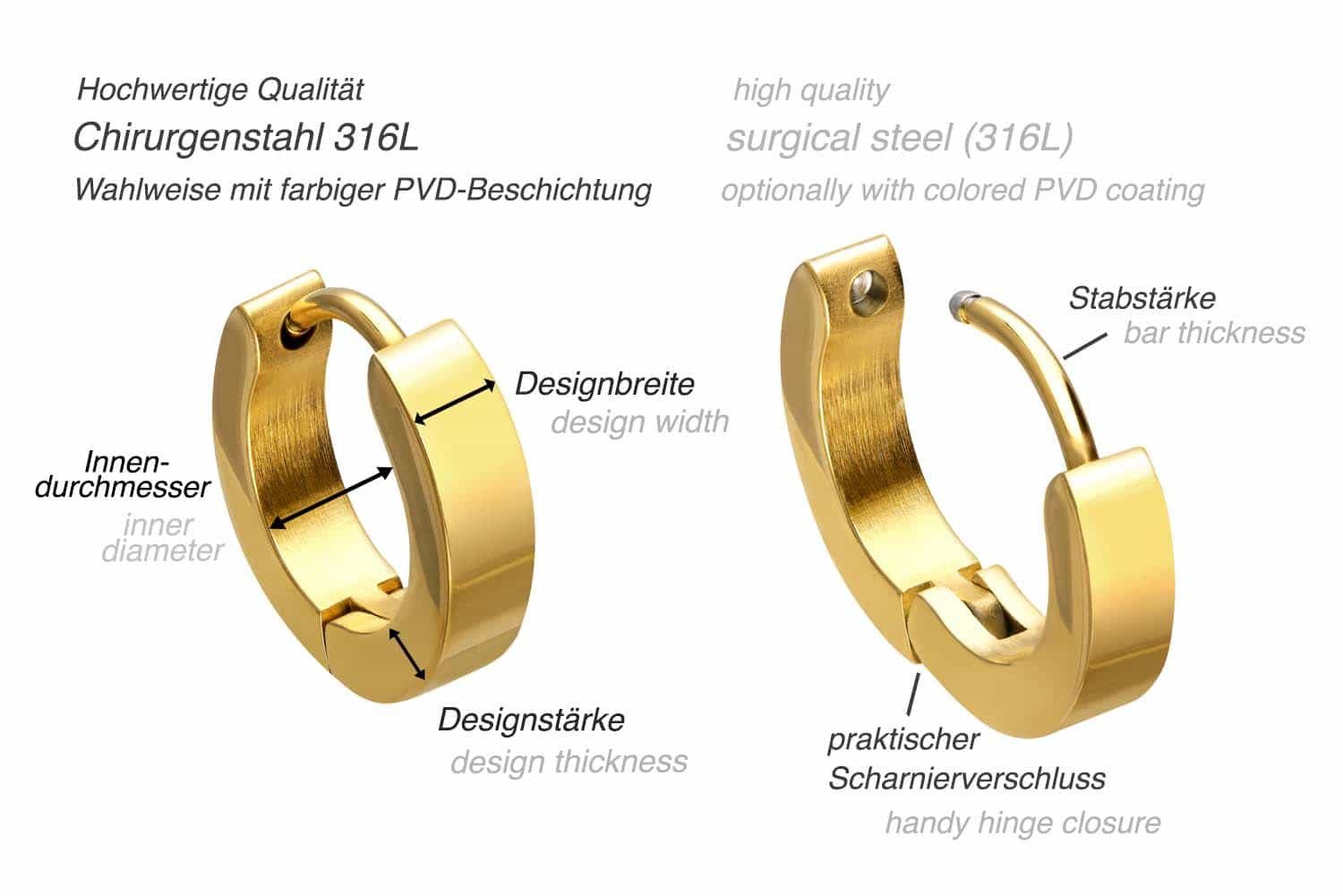 FILANGO Creolen-Set Chirurgenstahl Creolen hochglanzpoliert (Creolen, günstig online kaufen