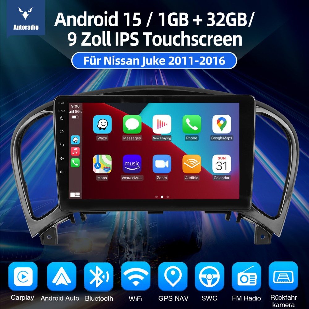 ESSGOO DAB+ Carplay Android 15 Autoradio Für NissanJuke 2011-2016 GPS FM Autoradio (RDS, 4+64GB(optional), Digitalradio (DAB), FM, SWC, Carplay Android Auto Bluetooth EQ USB GPS Navi WIFI Touchscreen)