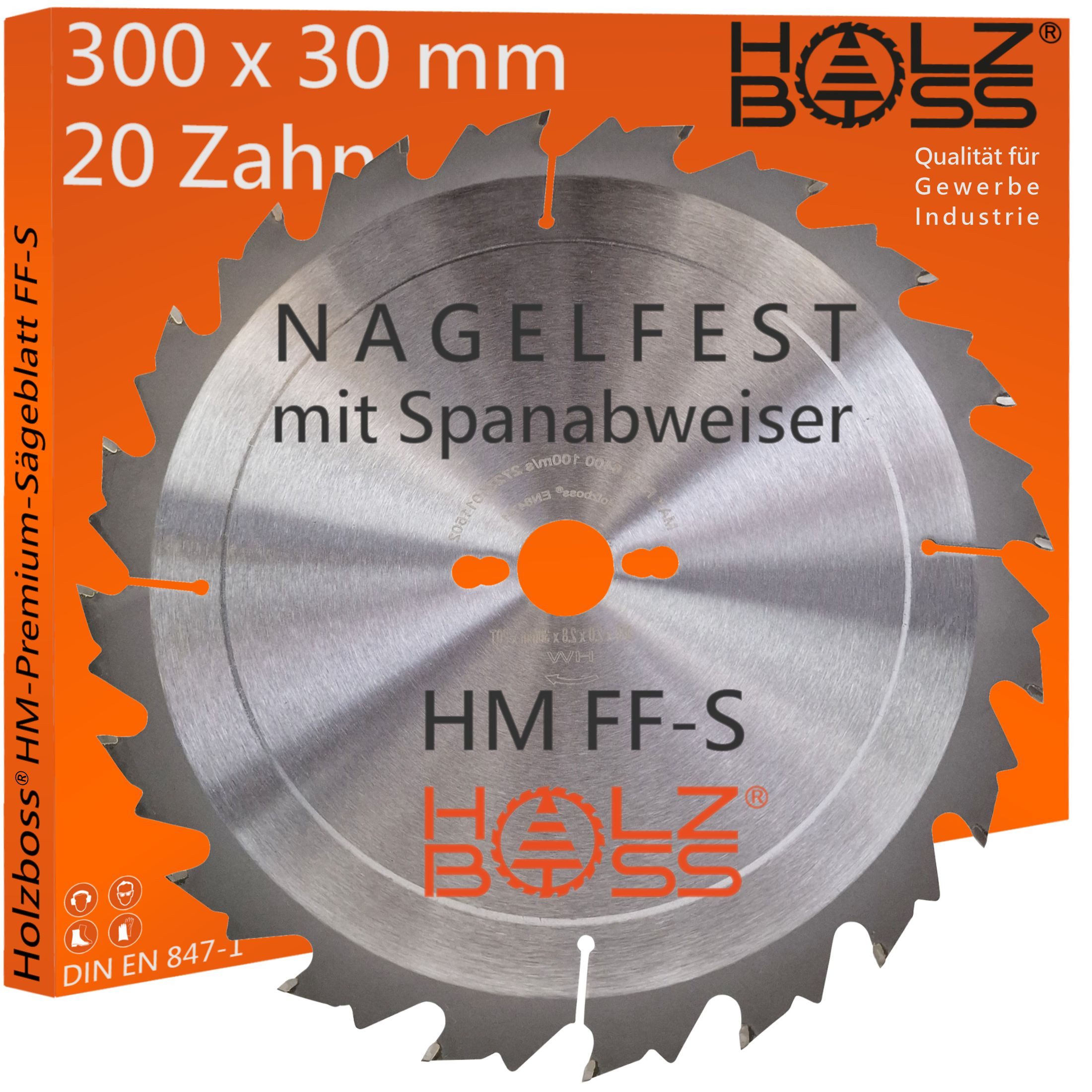 Holzboss® Sägeblatt NEUHEIT " Nagelfest mit Spanabweiser " HM-Sägeblatt FF-S 300x30mmØ