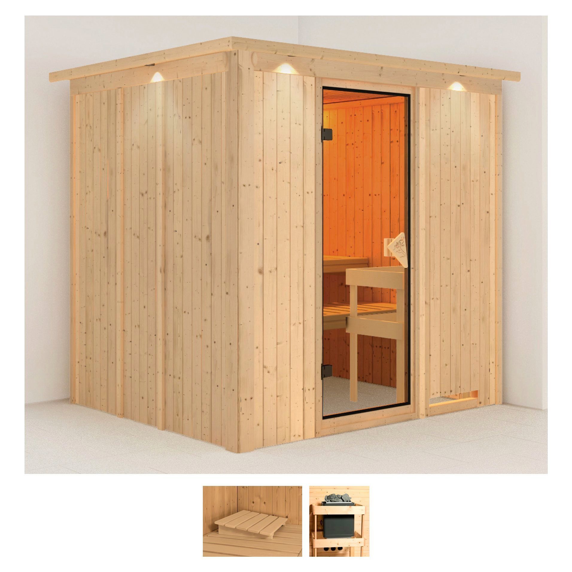 Karibu Sauna Sodin, BxTxH: 210 x 184 x 202 cm, 68 mm, (Set) ohne Ofen