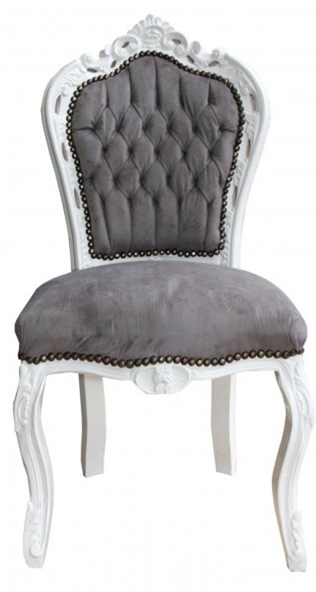Casa - Antik Stil Stuhl Esszimmer Esszimmerstuhl Grau/Weiß Barock Padrino