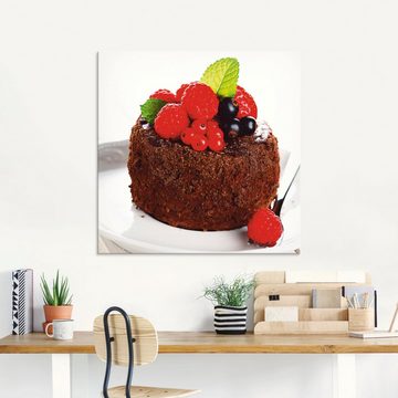 Artland Glasbild Feiner Schokoladenkuchen mit Beeren, Süßspeisen (1 St), in verschiedenen Größen