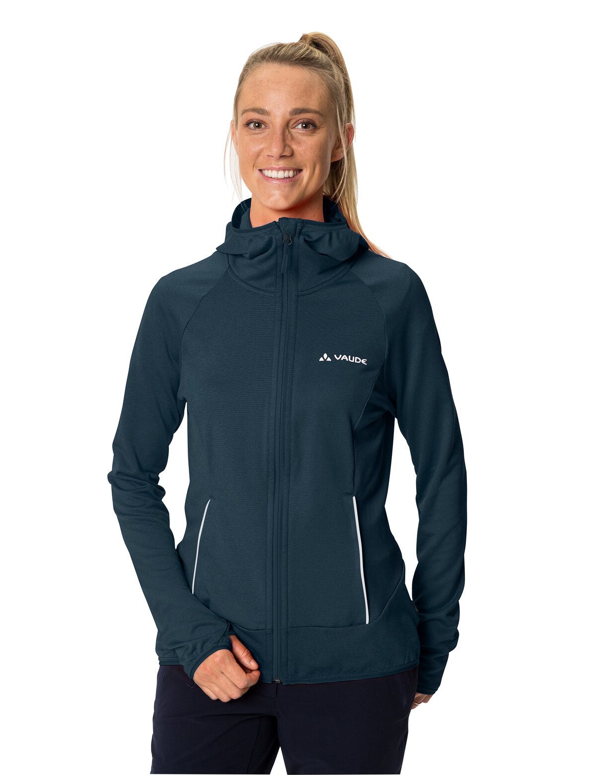 VAUDE Fleecejacke WOMEN'S TEKOA FLEECE JACKET II sportlicher Stil, mit Kapuze und hochschließendem Kragen