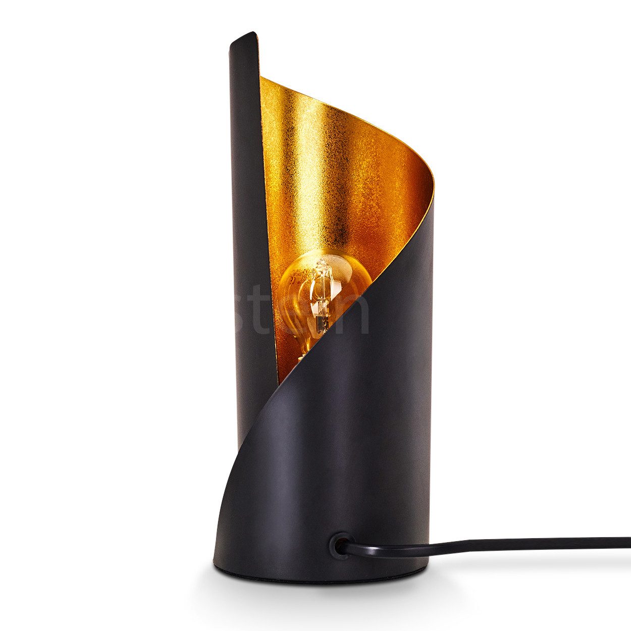 hofstein Tischleuchte »Barberino« moderne Nachttischlampe aus Metal in Schwarz/Goldfarben, ohne Leuchtmittel, Tischlampe, E14, Leucht m. An-/Ausschalter