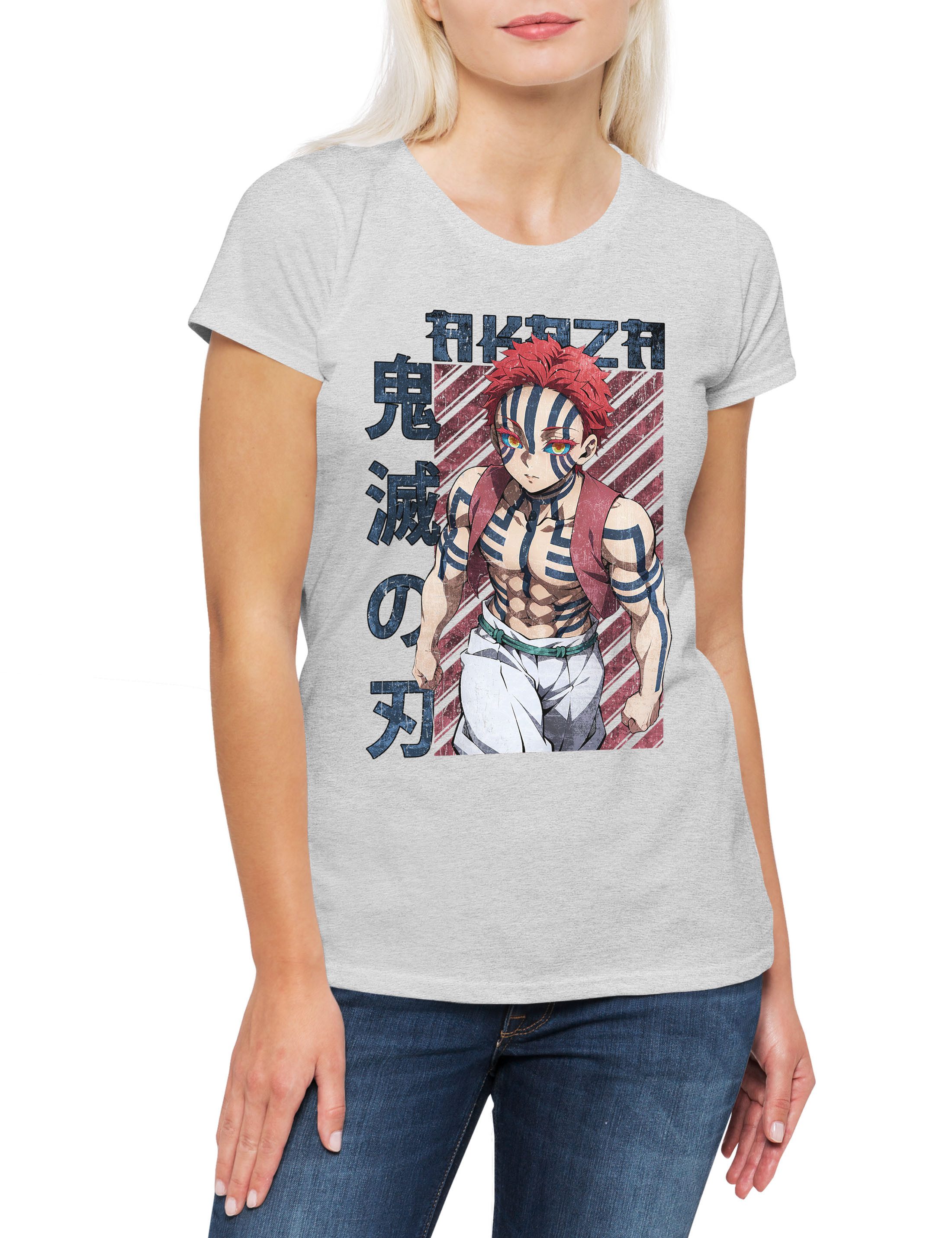 Print-Shirt Anime Akaza 2 Damen T-Shirt Kamado Nezuko Slayer Zenitsu Inosuke