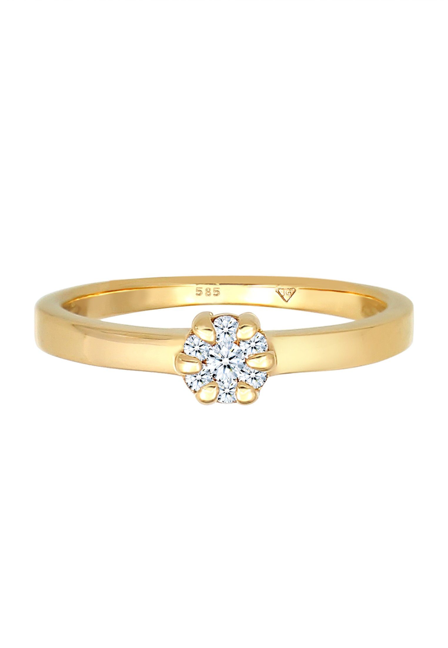 Diamant ct) Gelbgold Blume Elli Verlobungsring Verlobung 585 DIAMONDS (0.12