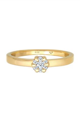 Elli DIAMONDS Verlobungsring Blume Verlobung Diamant (0.12 ct) 585 Gelbgold