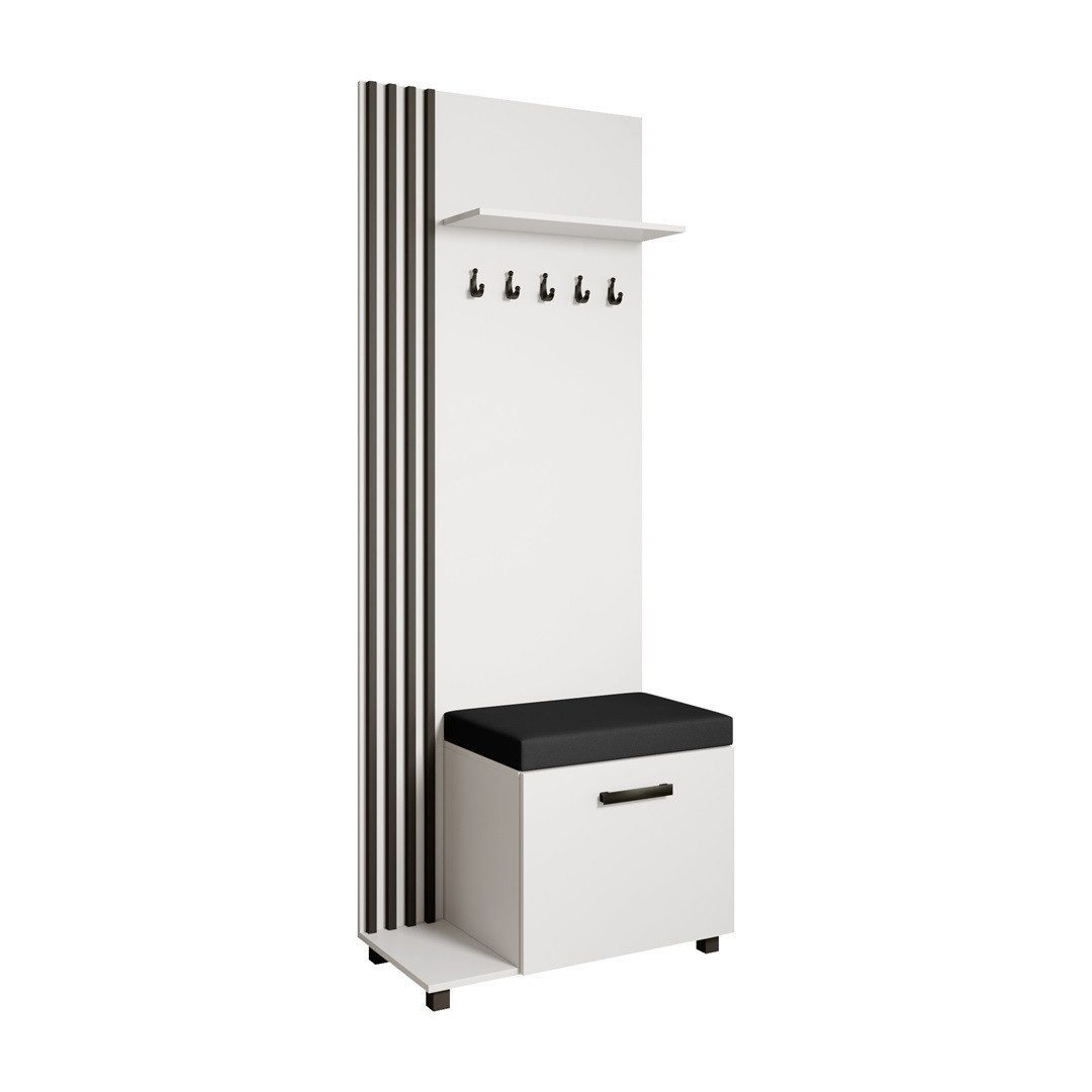 Beautysofa Garderobenschrank Garderobenschrank mit Aufhängern LIVIA (Mit eleganten Kleiderbügeln) mit Verschließbarer Schuhschrank