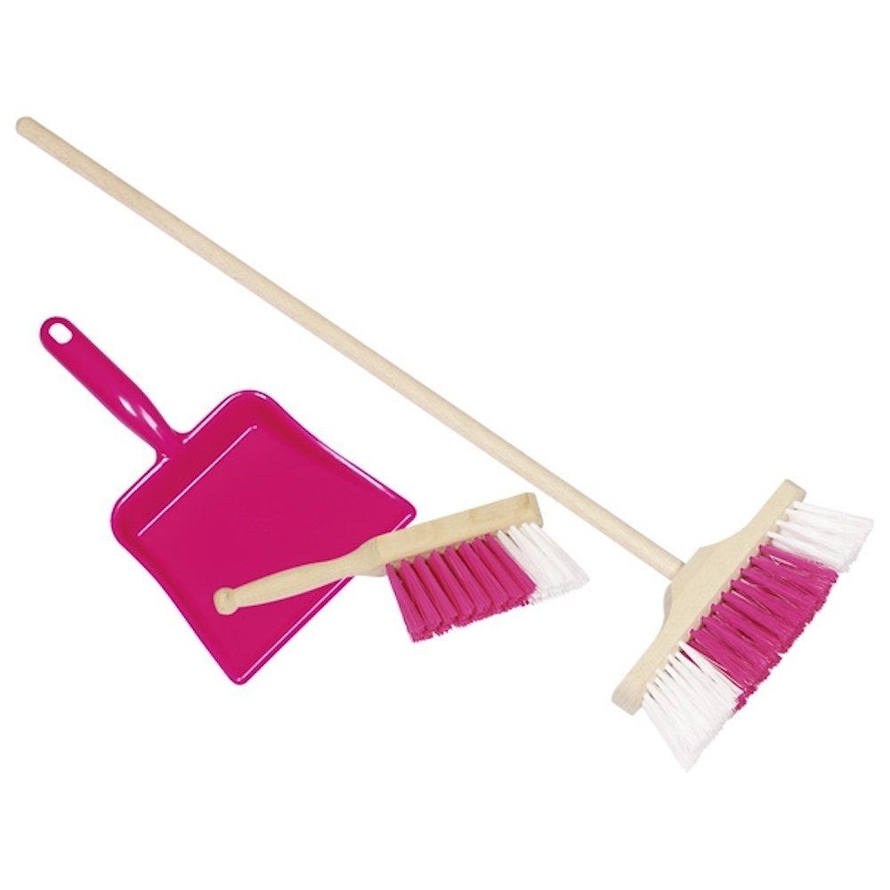goki Kinder-Besen Kinder-Kehrset 3-tlg., Kehrschaufel, Handfeger und Веники rosa, (Set, 3-tlg., 1), Made in Germany
