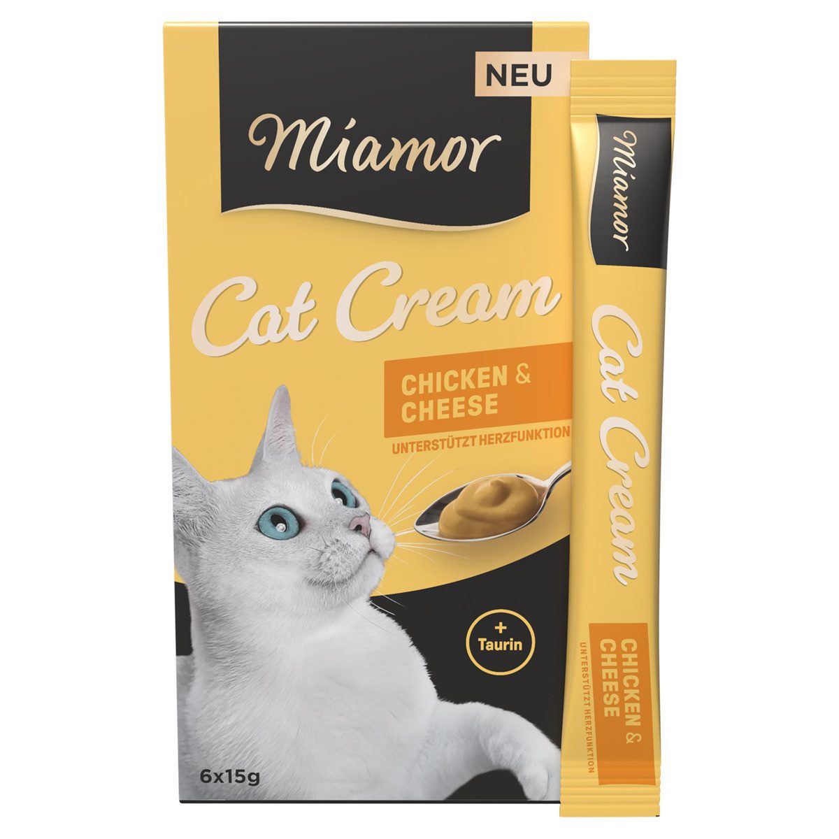 Miamor Cream Chicken-Cheese 6 x 15 g - 11 Stück, Snack für: Katze