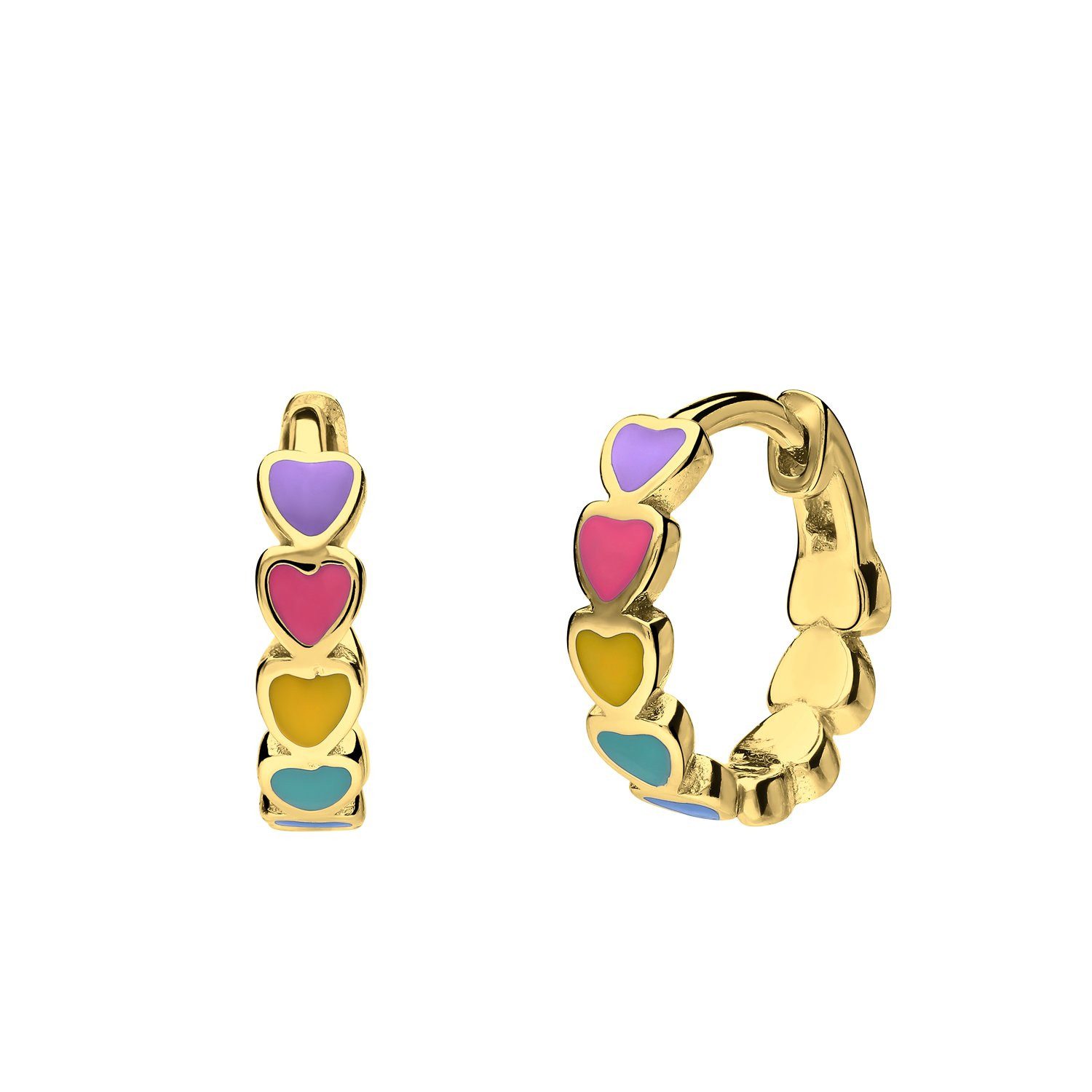 LUCARDI Paar Creolen Ohrring - 925 Silber - Gold - Emaille - Kinder